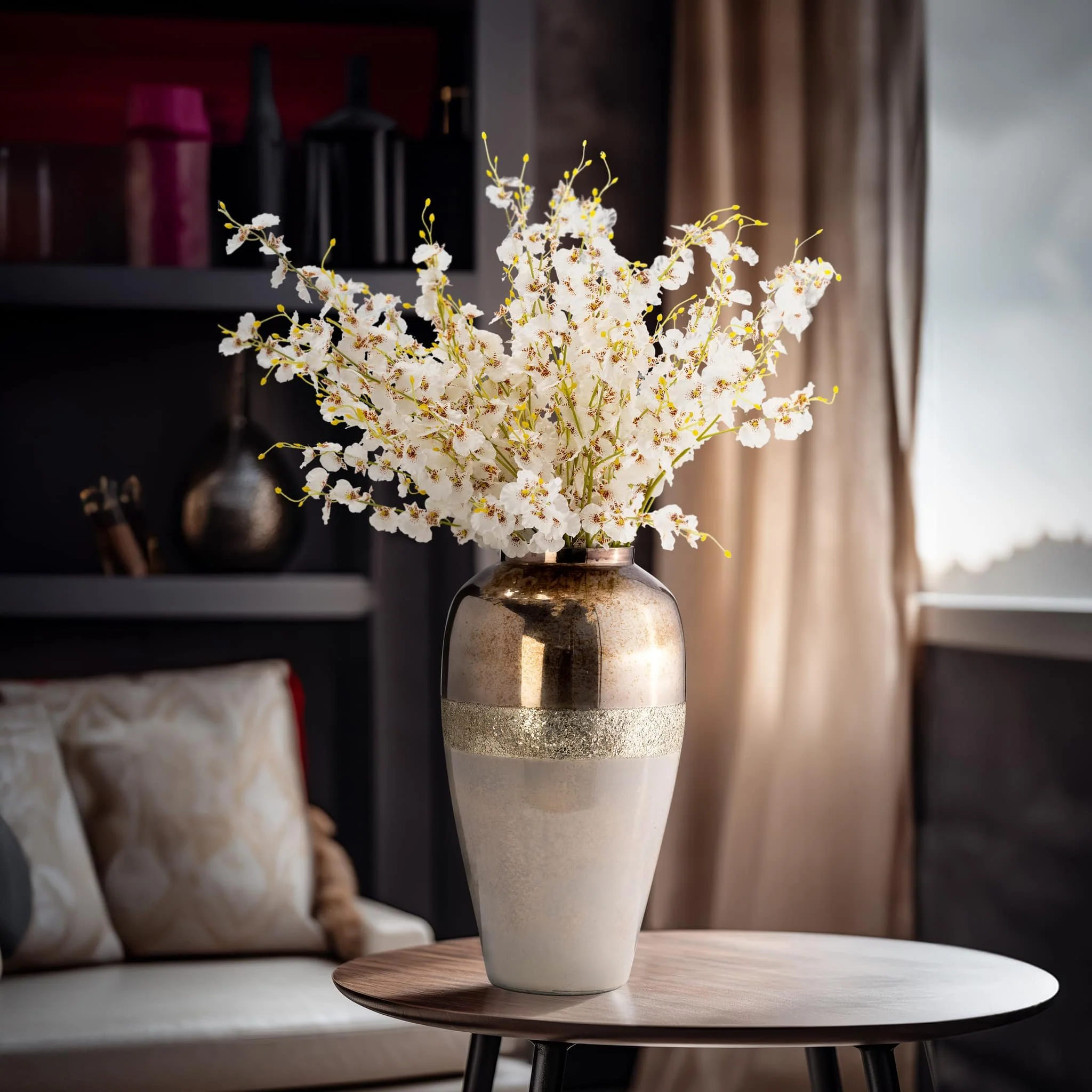 Glass, 20" Metallic Vase, Champagne - Image 12