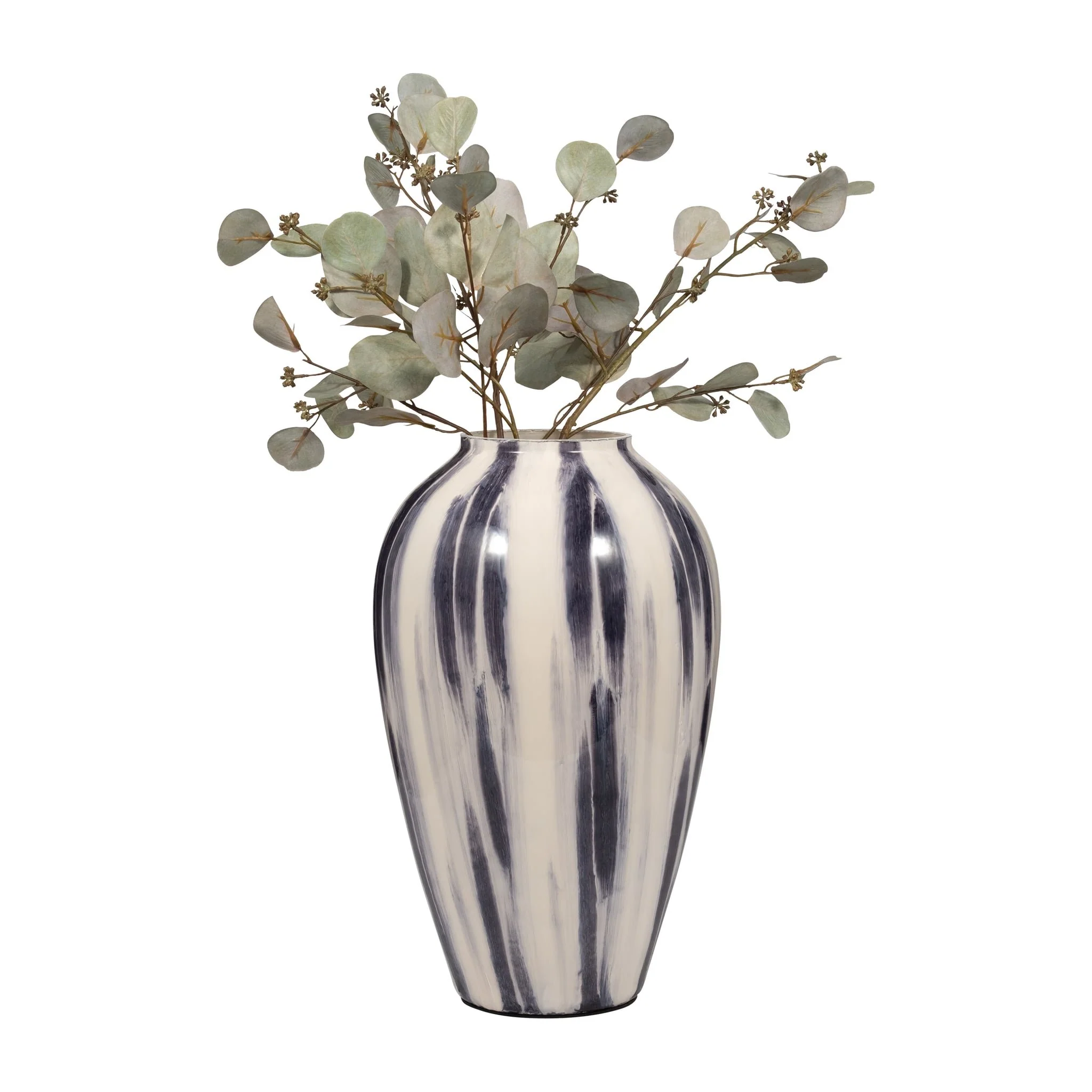 Glass, 20" Striped Vase, Black/white - Image 2