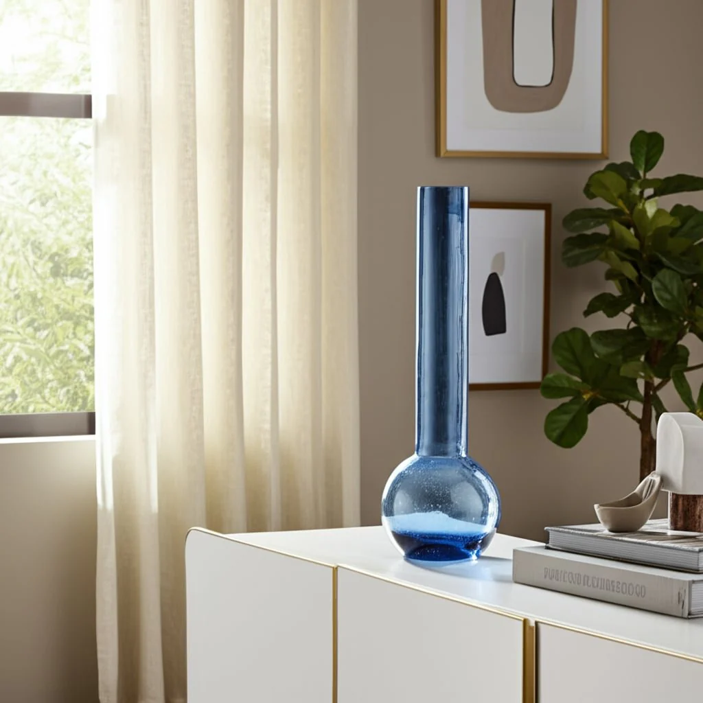 Glass, 20" Vase Blue - Image 12
