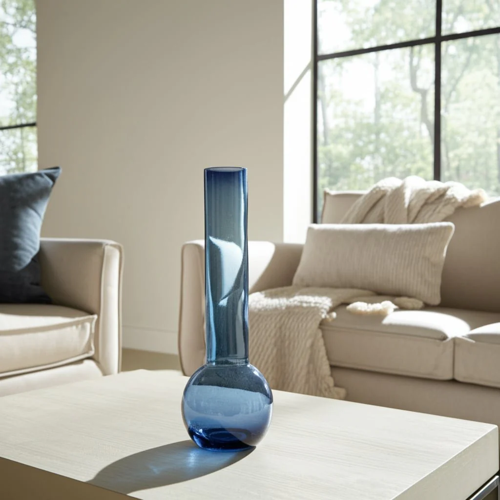 Glass, 20" Vase Blue - Image 13