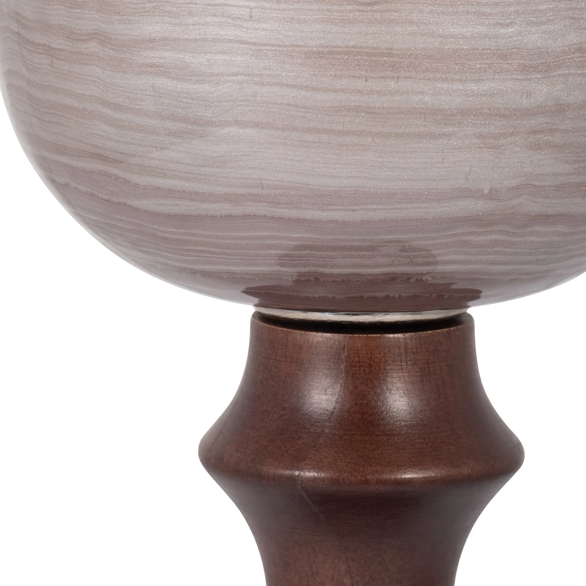 Glass, 20" Wooden Base Hurrican, Blush - Image 3