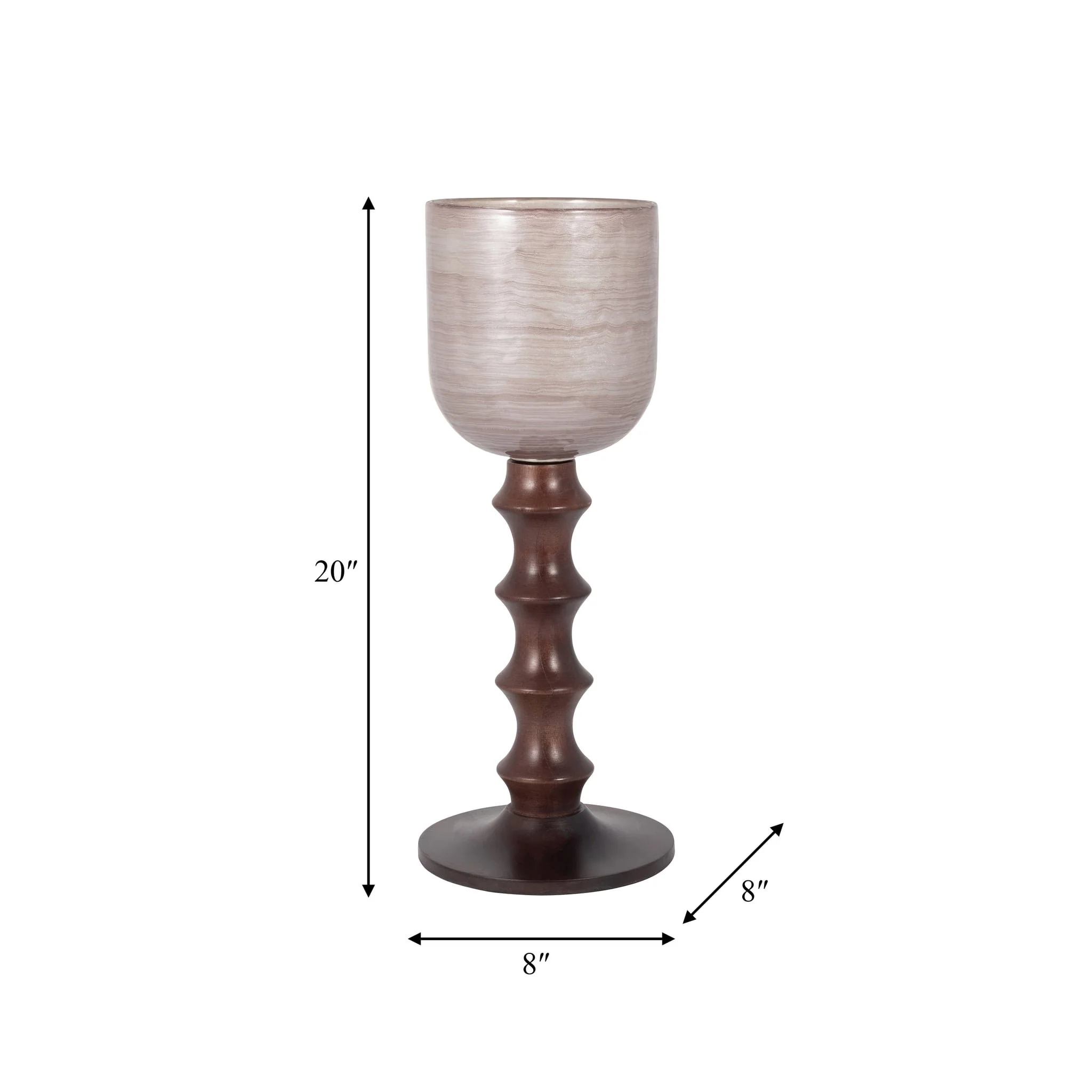 Glass, 20" Wooden Base Hurrican, Blush - Image 7