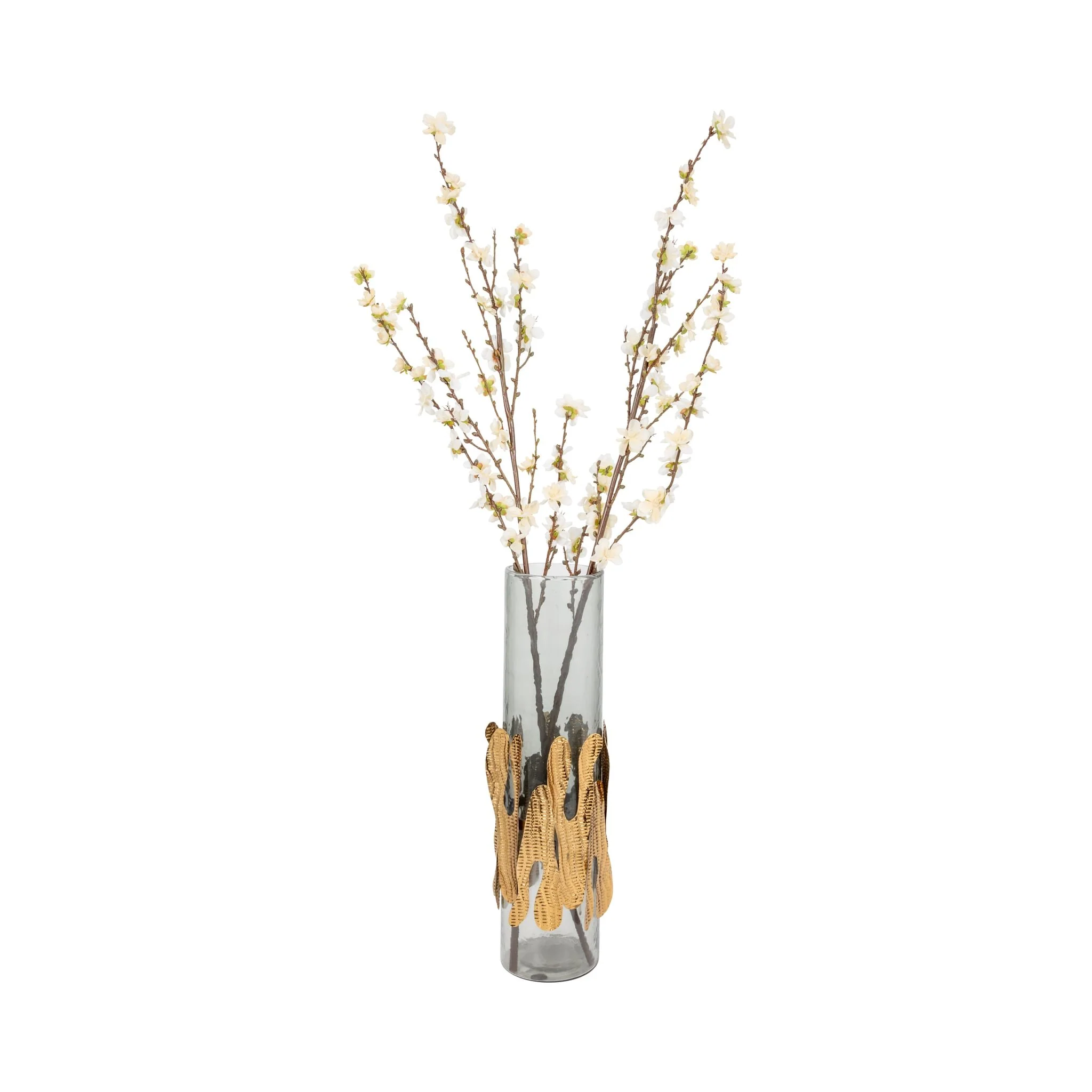 Glass, 20"h Candle Holder W/ Metal Detail, Gray/ch - Image 2