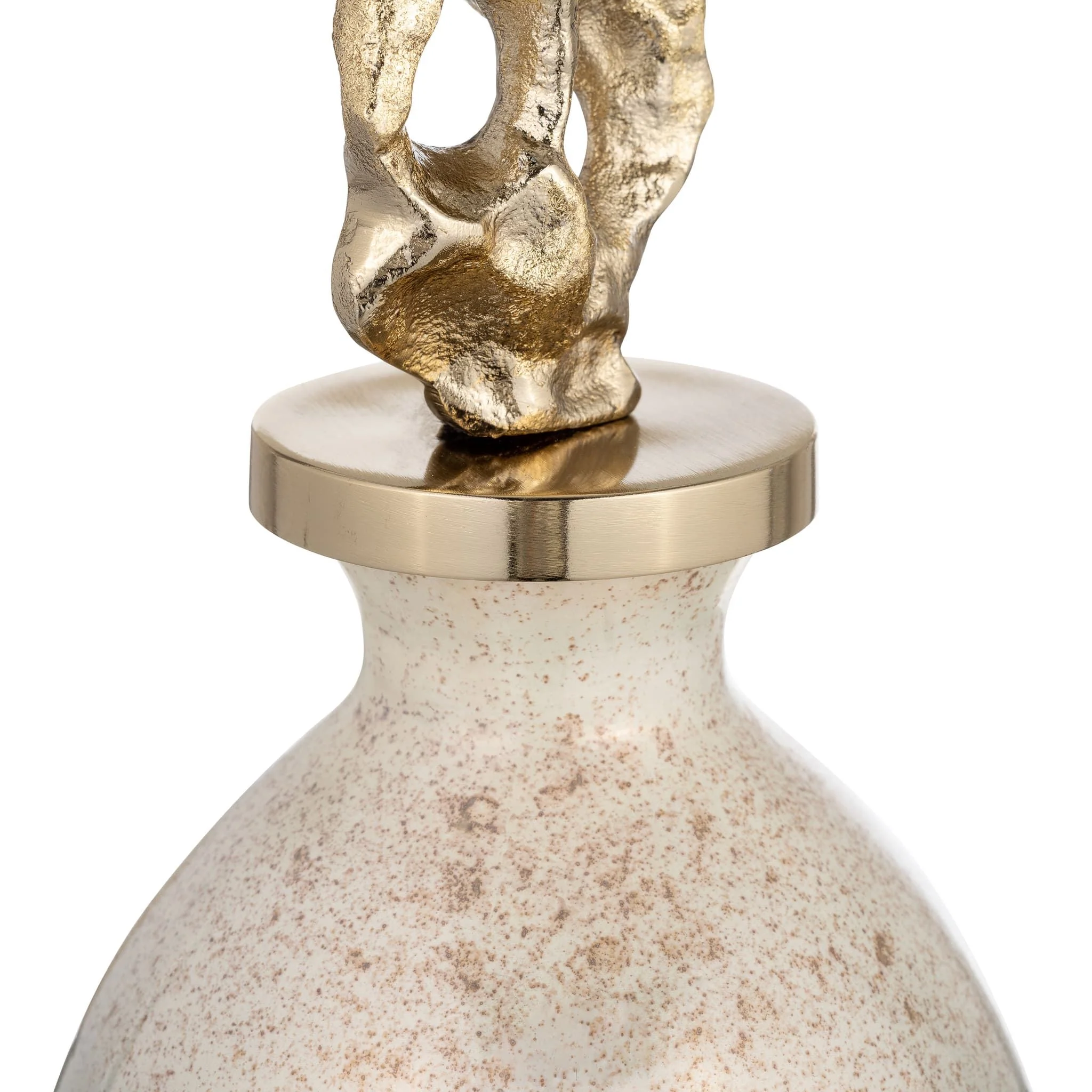Glass, 20"h Metal Vase Tribal Topper,  Gold - Image 5