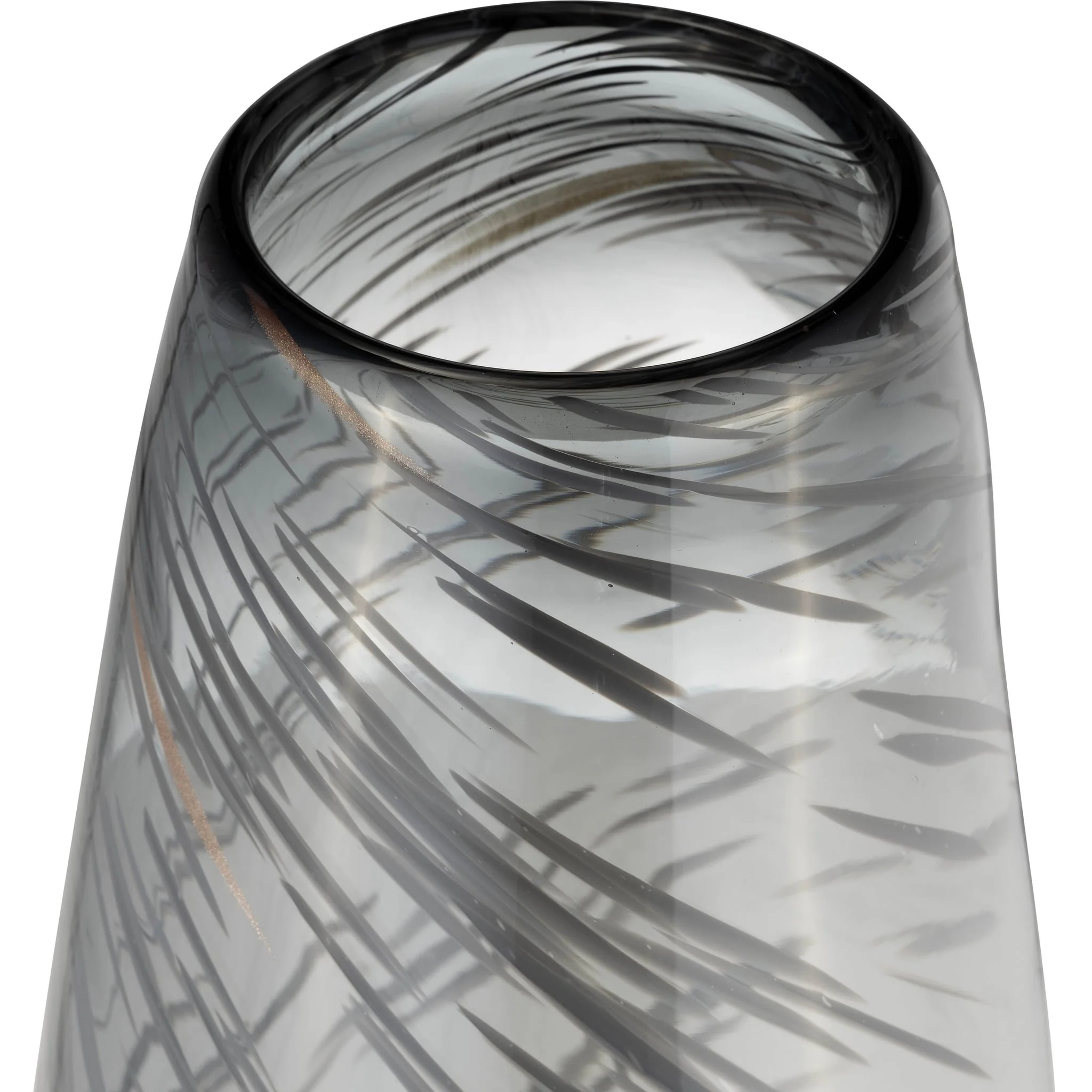 Glass, 20"h Swirl Vase, Black - Image 4