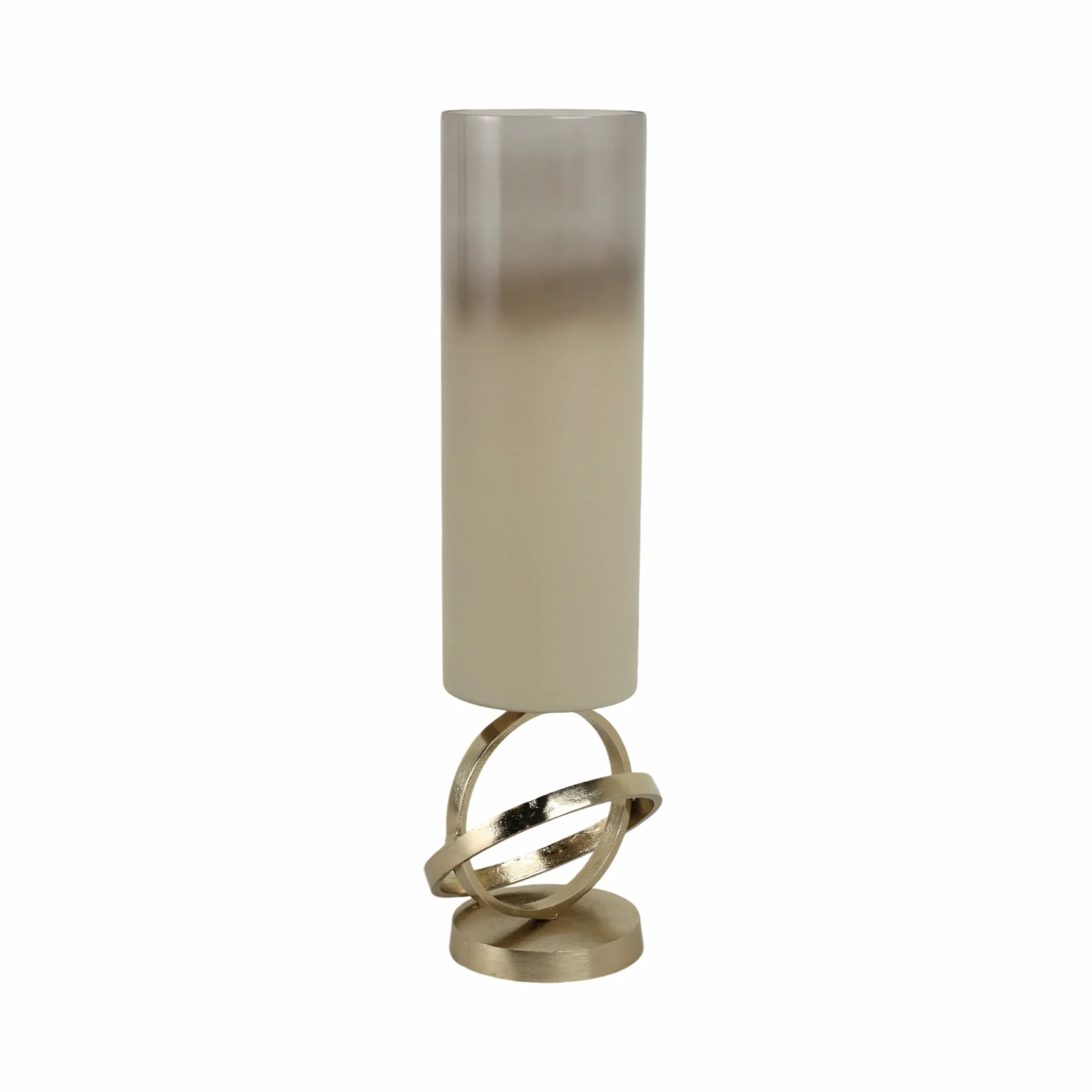 Glass,21",hurricane W/sphere Base,white/gold - Image 2