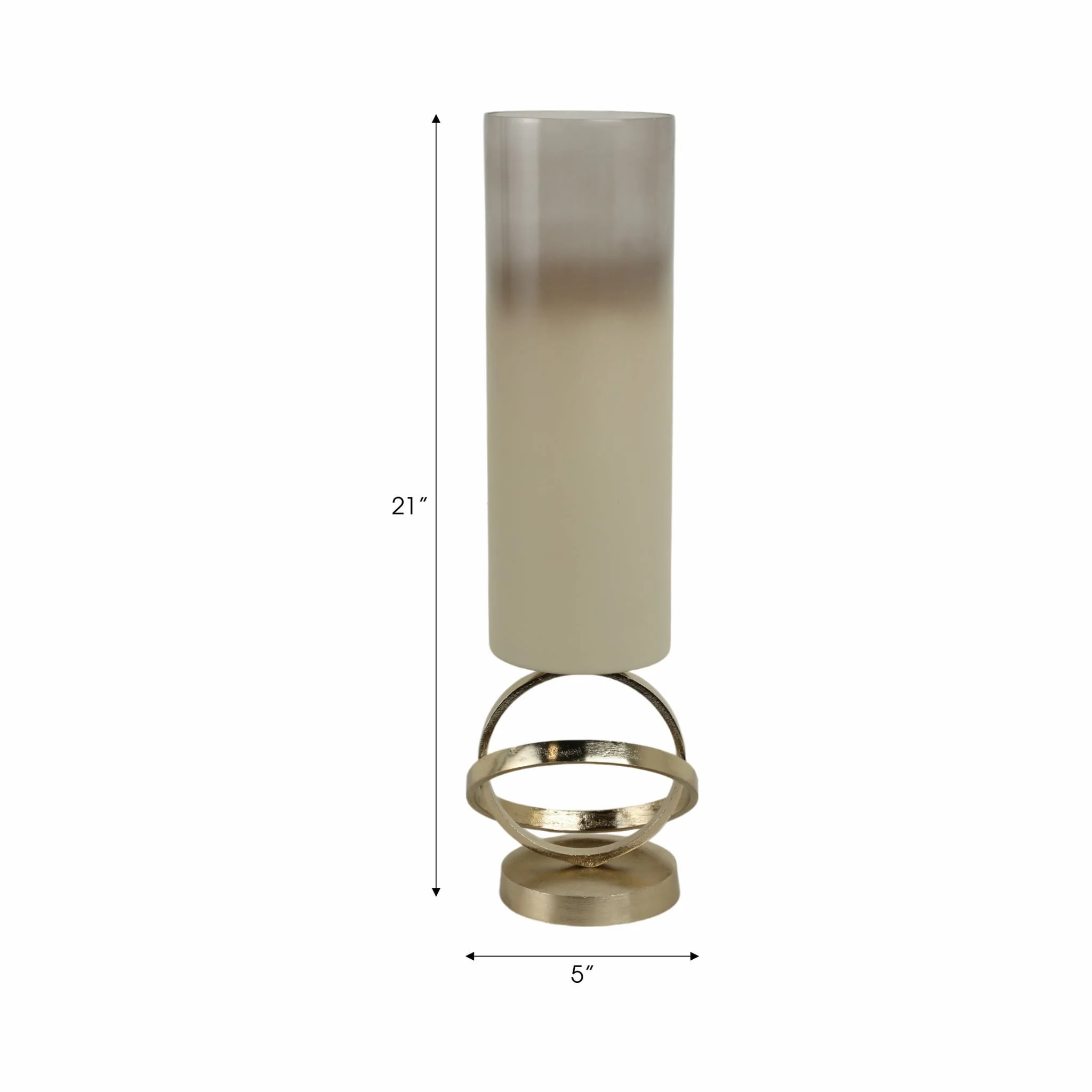 Glass,21",hurricane W/sphere Base,white/gold - Image 8