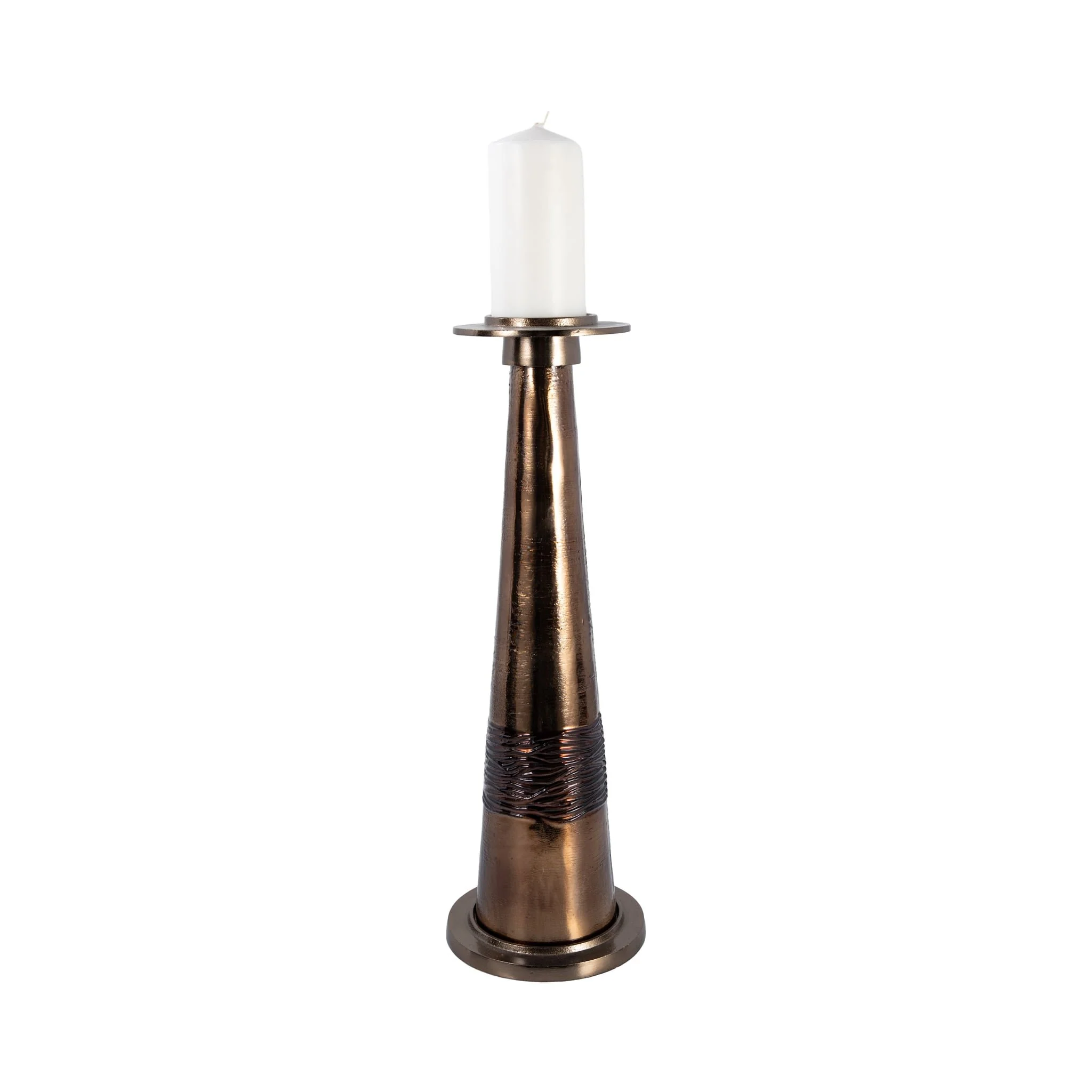 Glass, 21" Pillar Holder, Bronze - Image 2