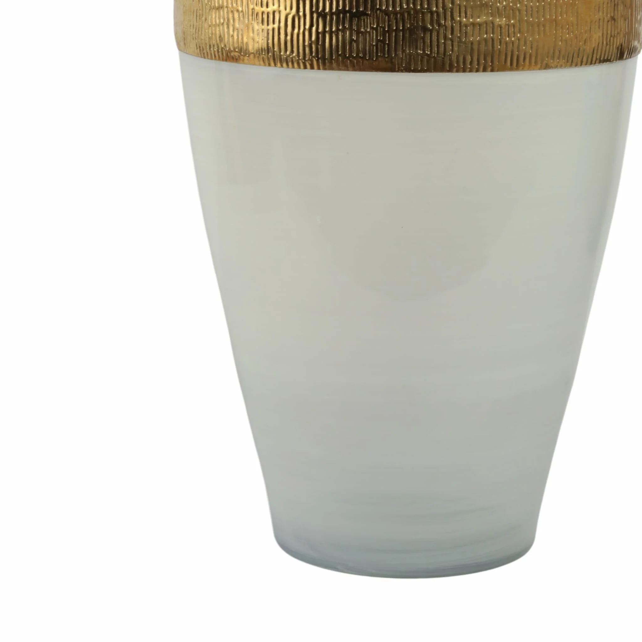 Glass 21"h Ginger Vase W/ Brass Band, White - Image 5