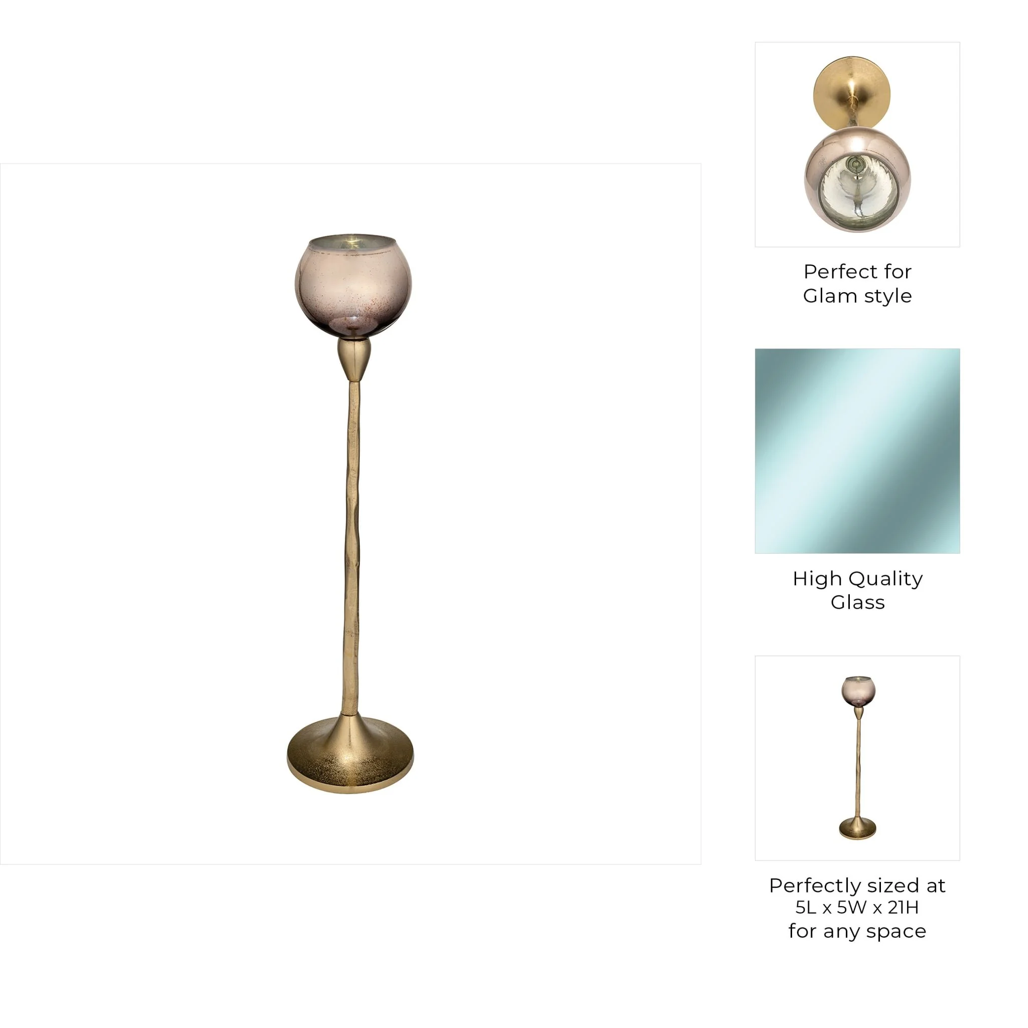Glass, 21"h Tealight Holder, Champagne - Image 7