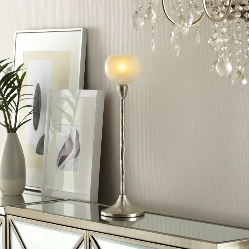 Glass, 21"h Tealight Holder, Pearl White - Image 9