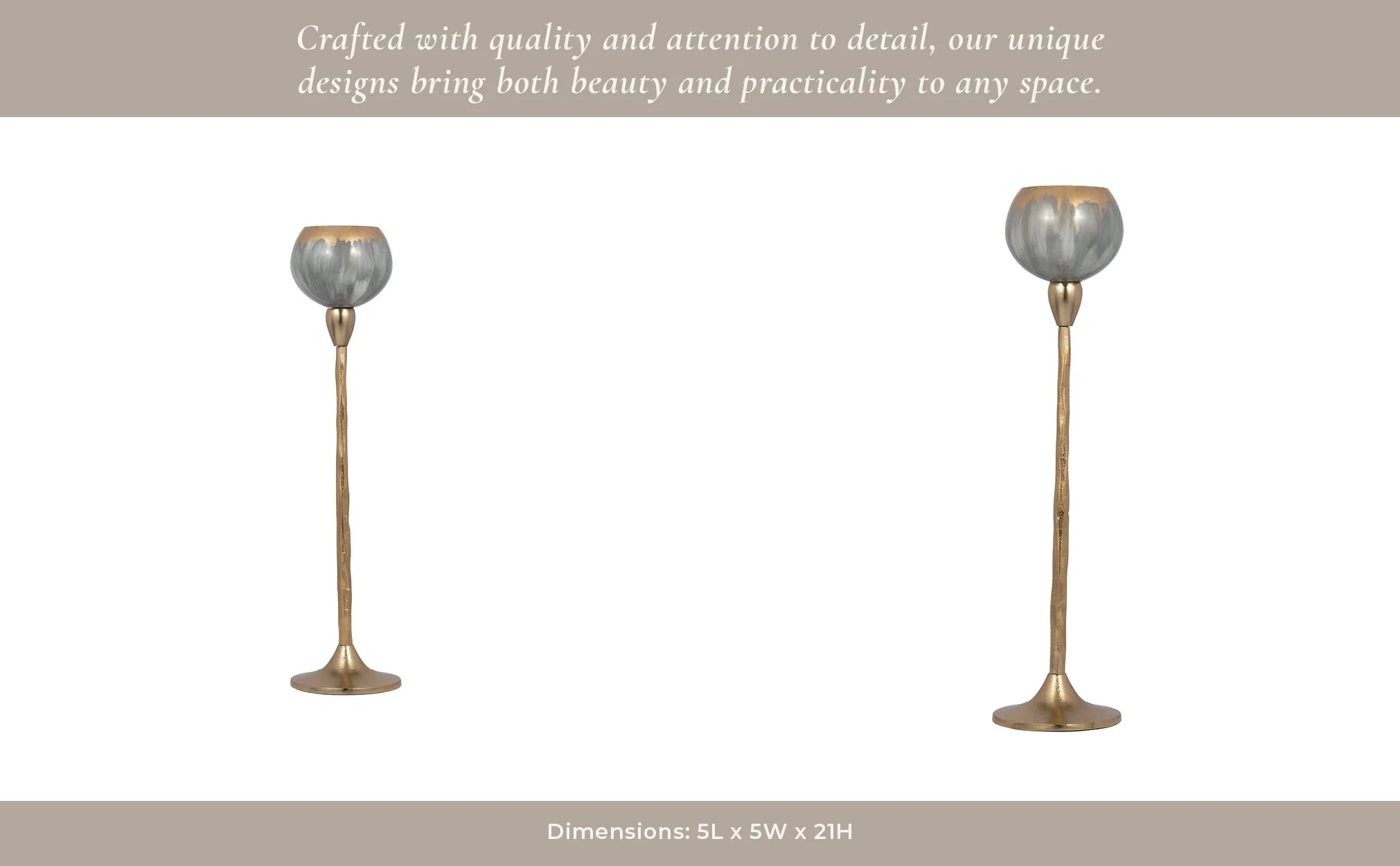 Glass, 21"h Tealight Holder, Wickhom Gray - Image 14