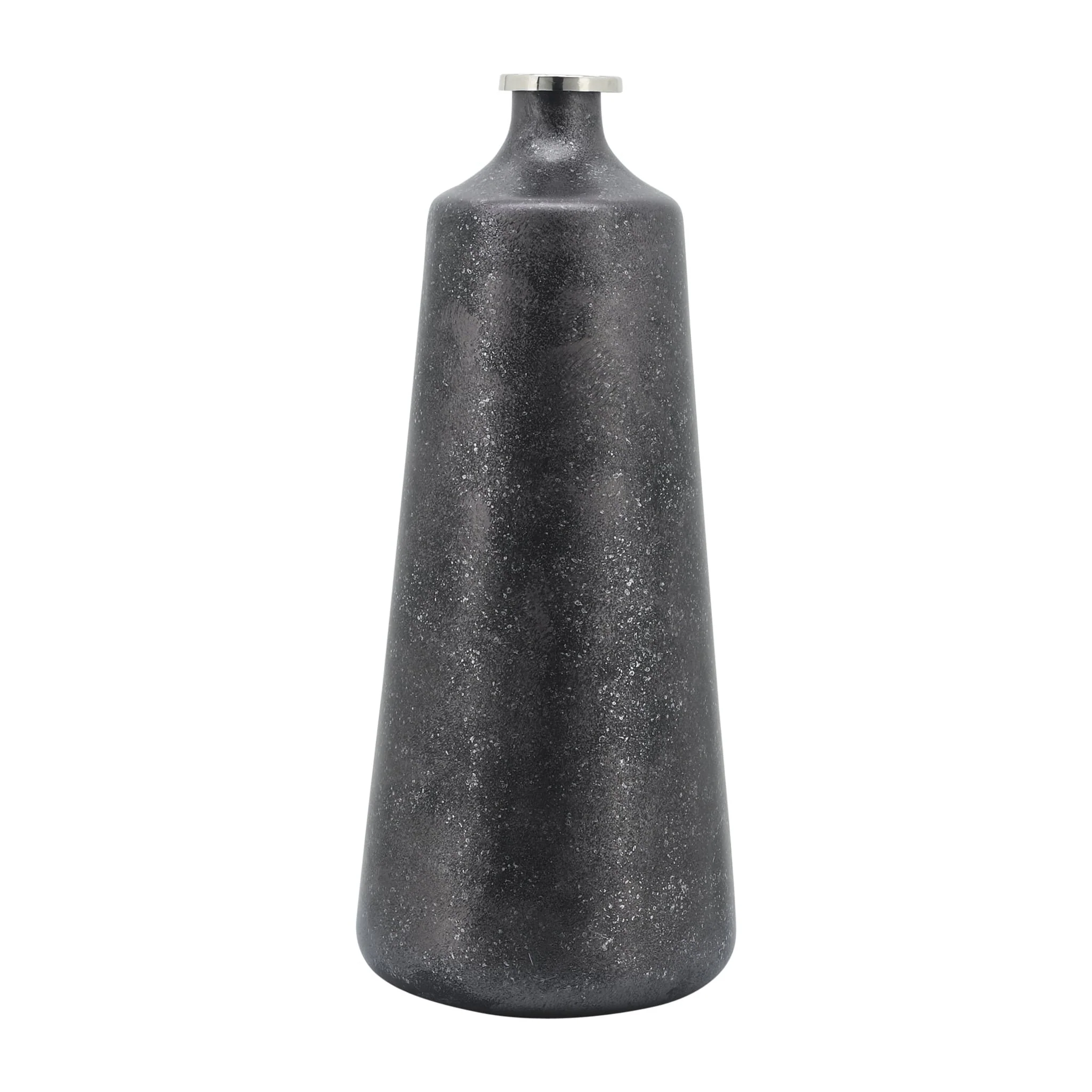 Glass, 21"h Vase W/ Ring, Black - Image 2