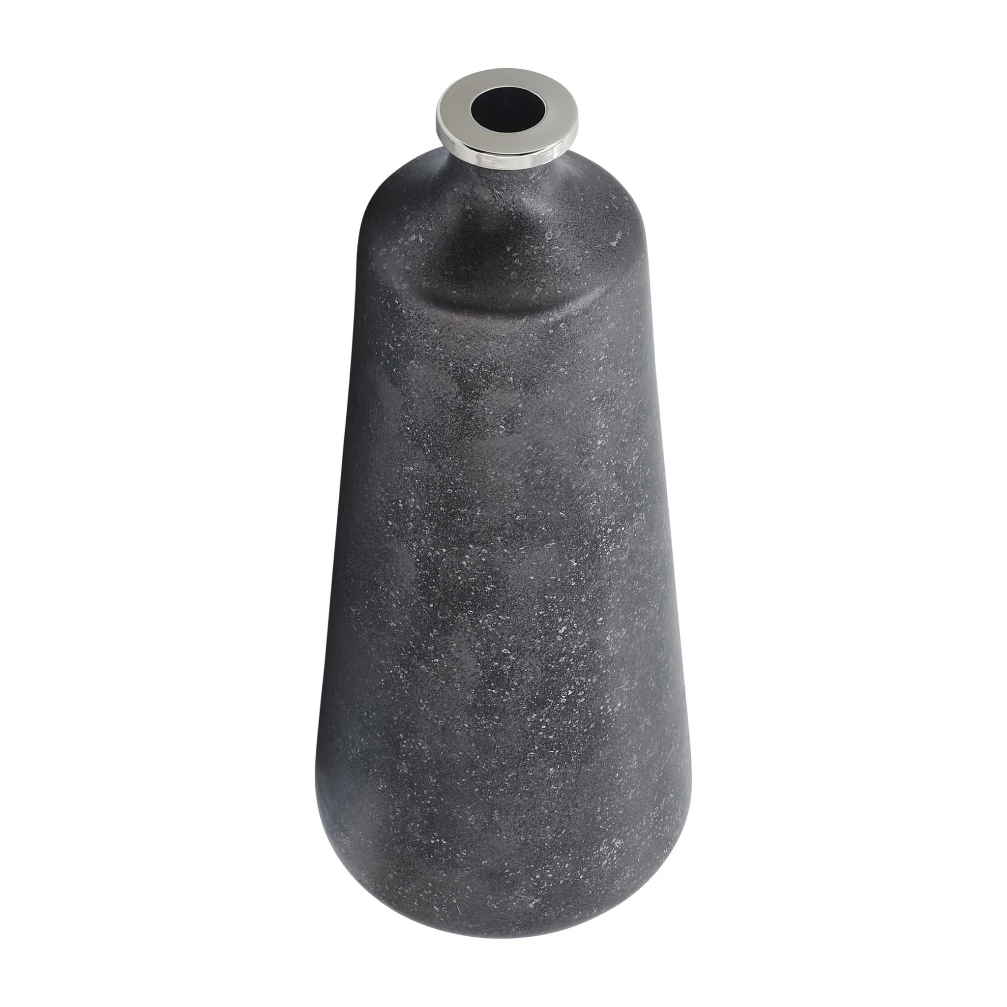 Glass, 21"h Vase W/ Ring, Black - Image 4