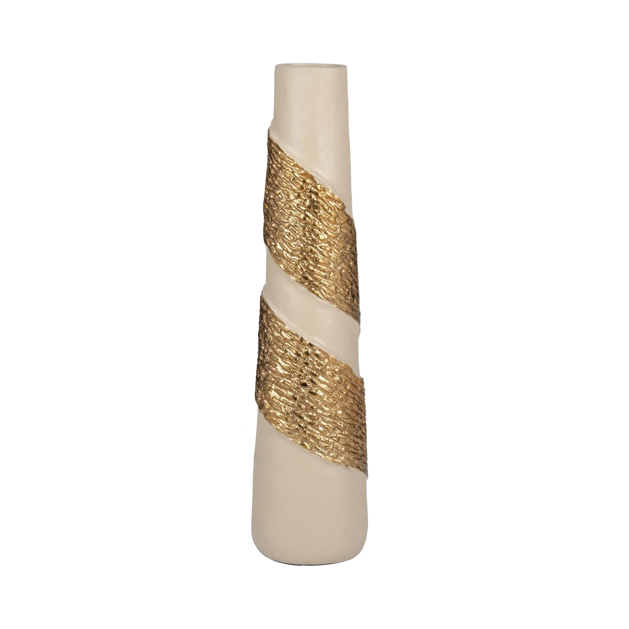 Glass, 22" Aluminum Wrapped Vase, White/gold - Image 2