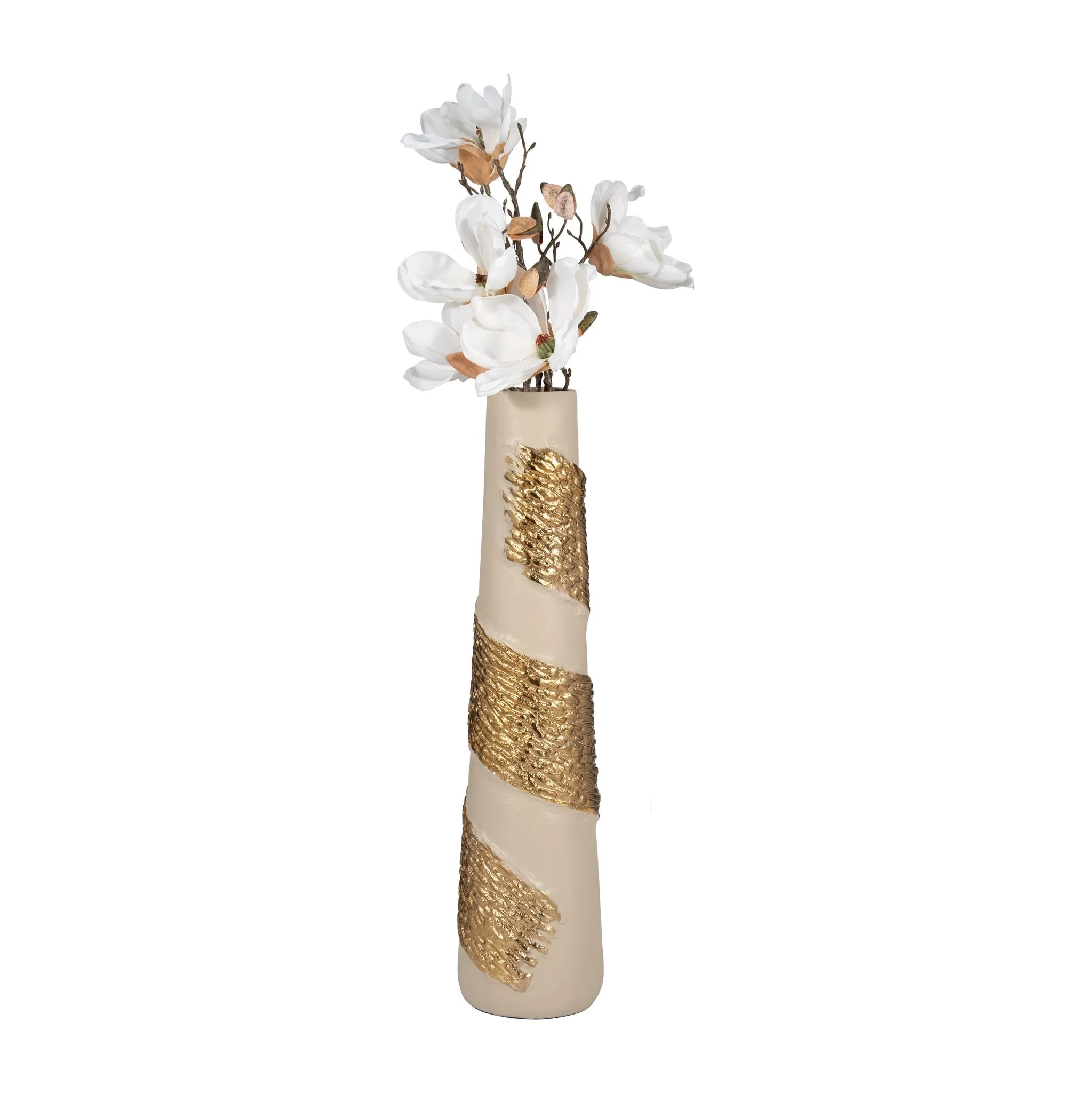 Glass, 22" Aluminum Wrapped Vase, White/gold - Image 3