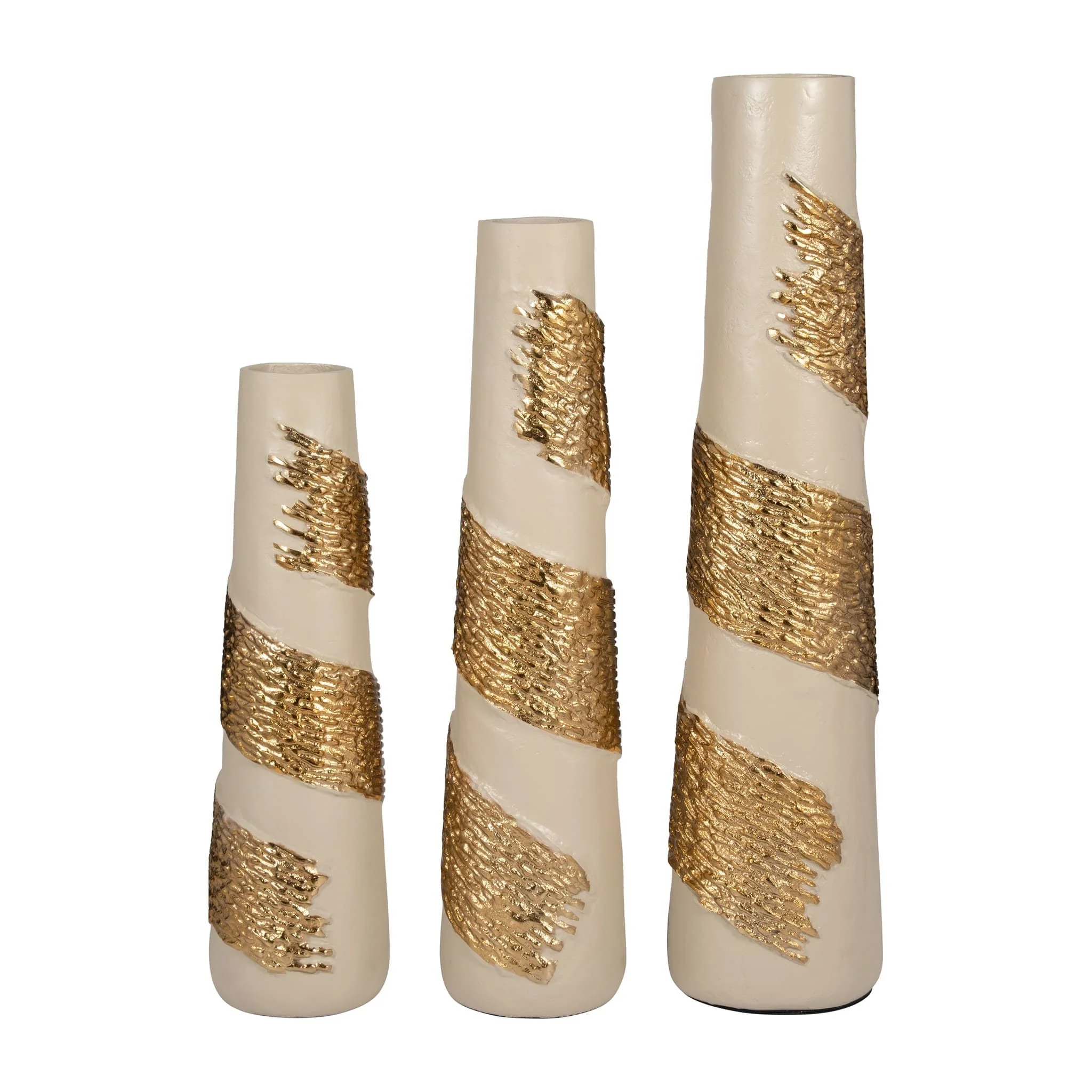 Glass, 22" Aluminum Wrapped Vase, White/gold - Image 7