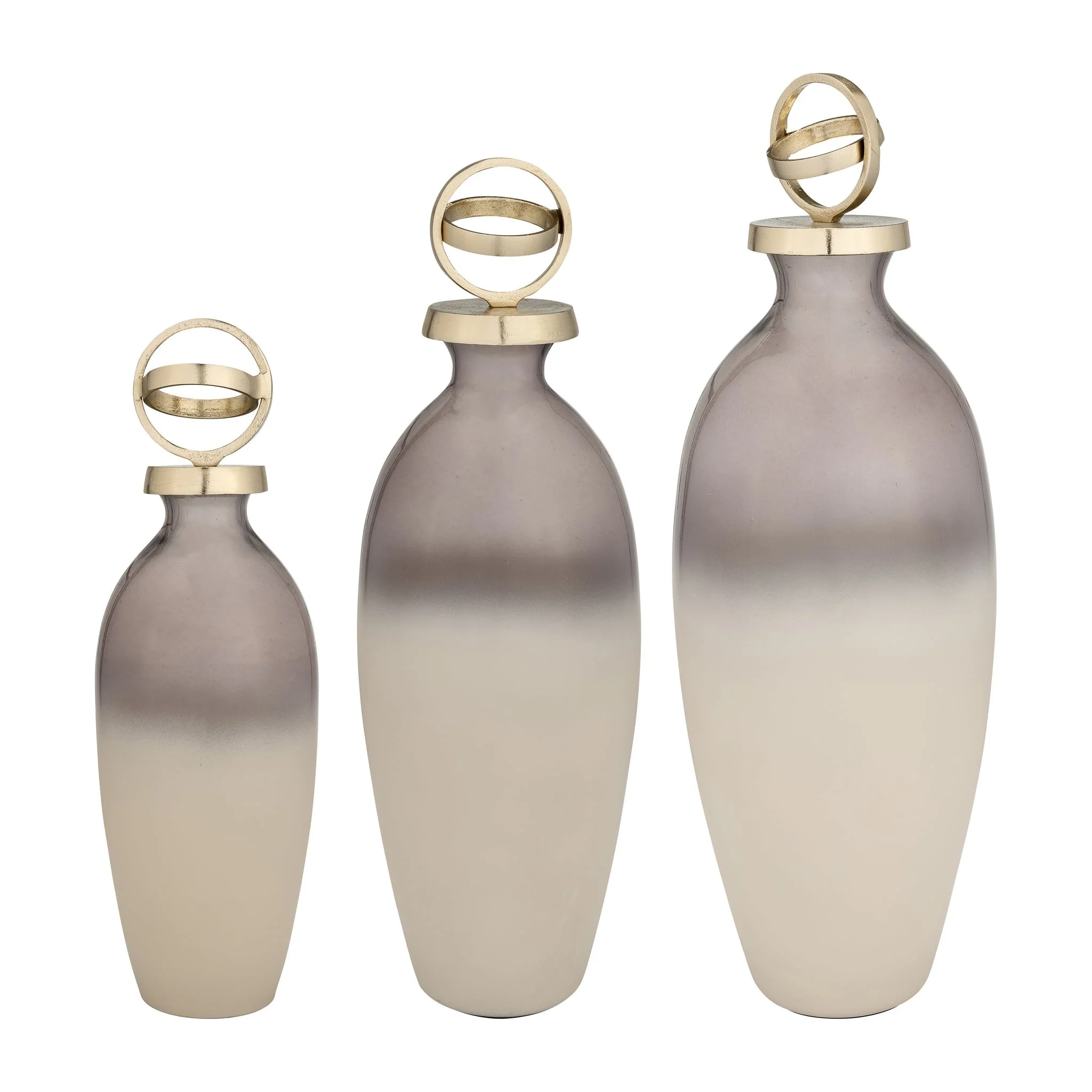 Glass,22",bottle W/sphere Lid,white/gold - Image 5