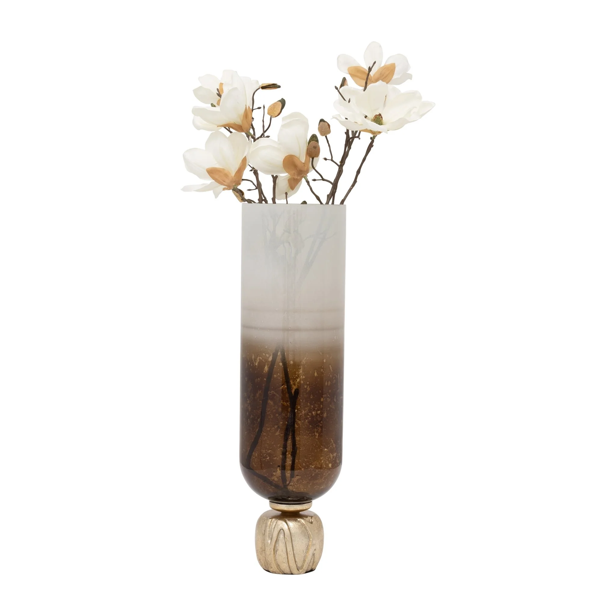 Glass, 22" Ombre Candleholder On Base, Ivory/gold - Image 3