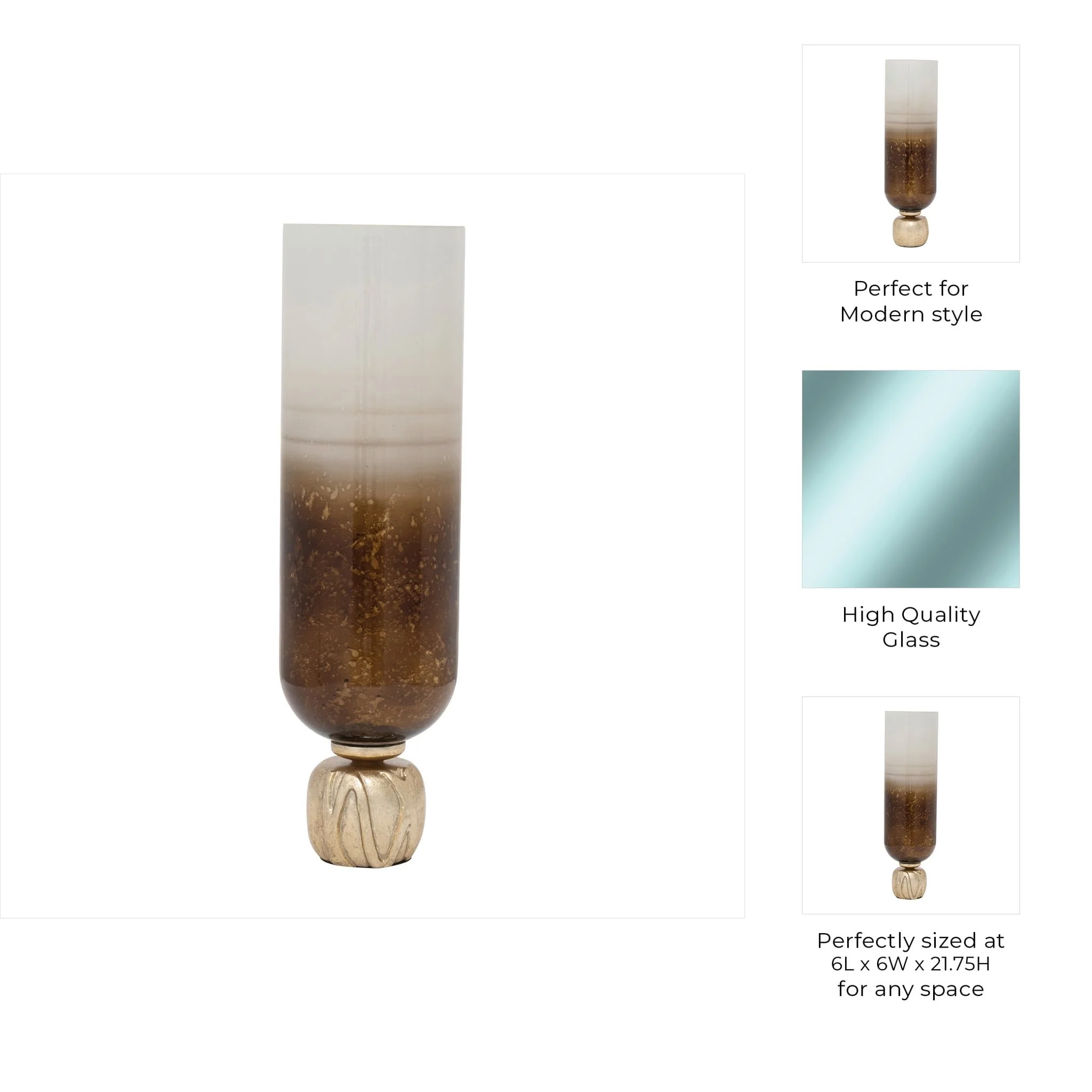 Glass, 22" Ombre Candleholder On Base, Ivory/gold - Image 9