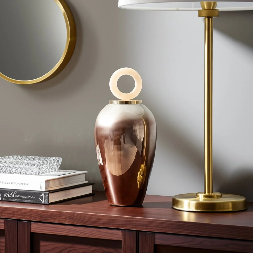 Glass, 22" Vase Round Resin Topper, Copper - Image 10