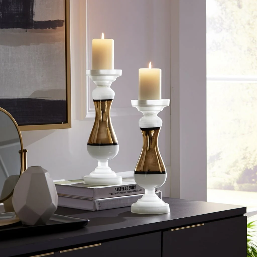 Glass, 23" Candle Holder, White - Image 10