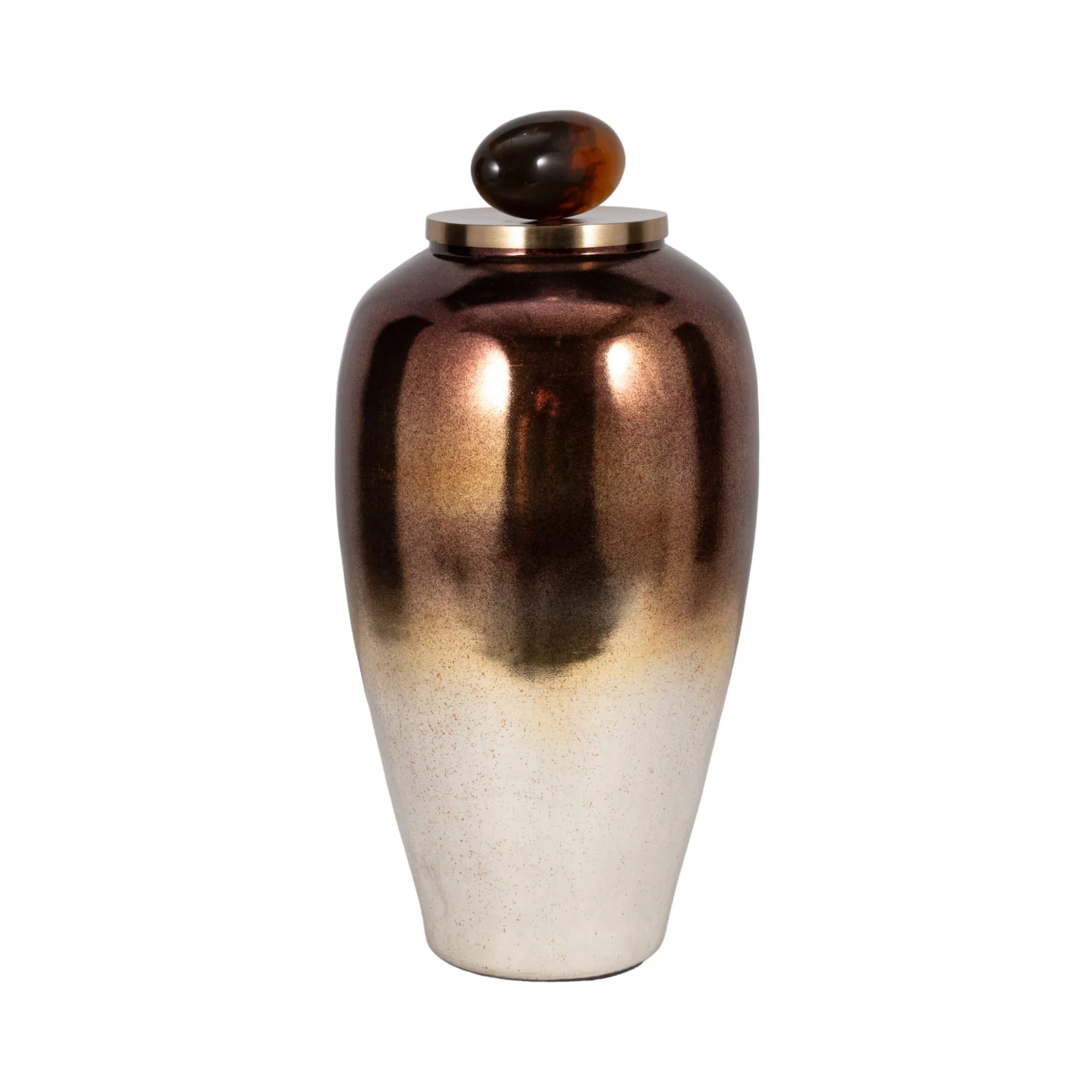 Glass, 23" Temple Vase W/ Resin Topper, Copper - Image 2