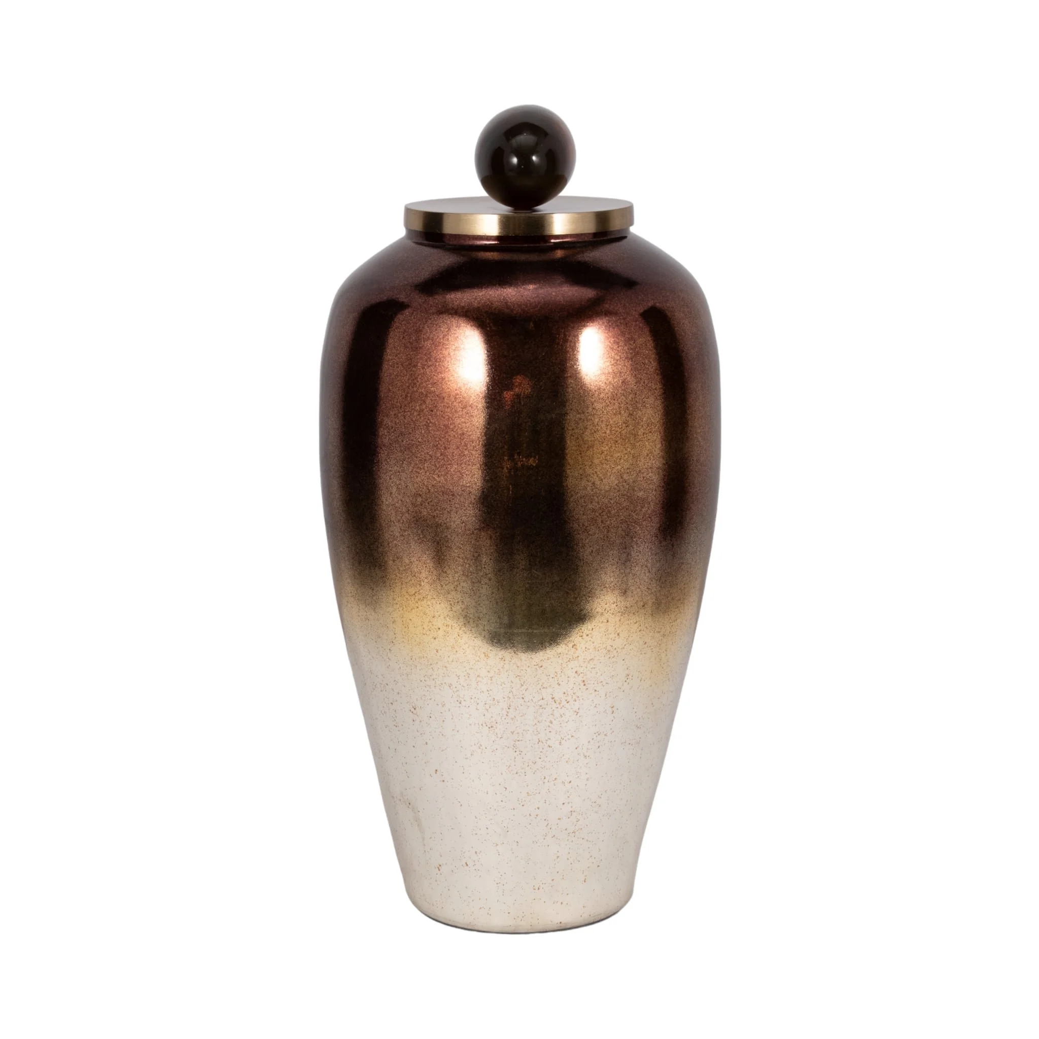 Glass, 23" Temple Vase W/ Resin Topper, Copper - Image 3
