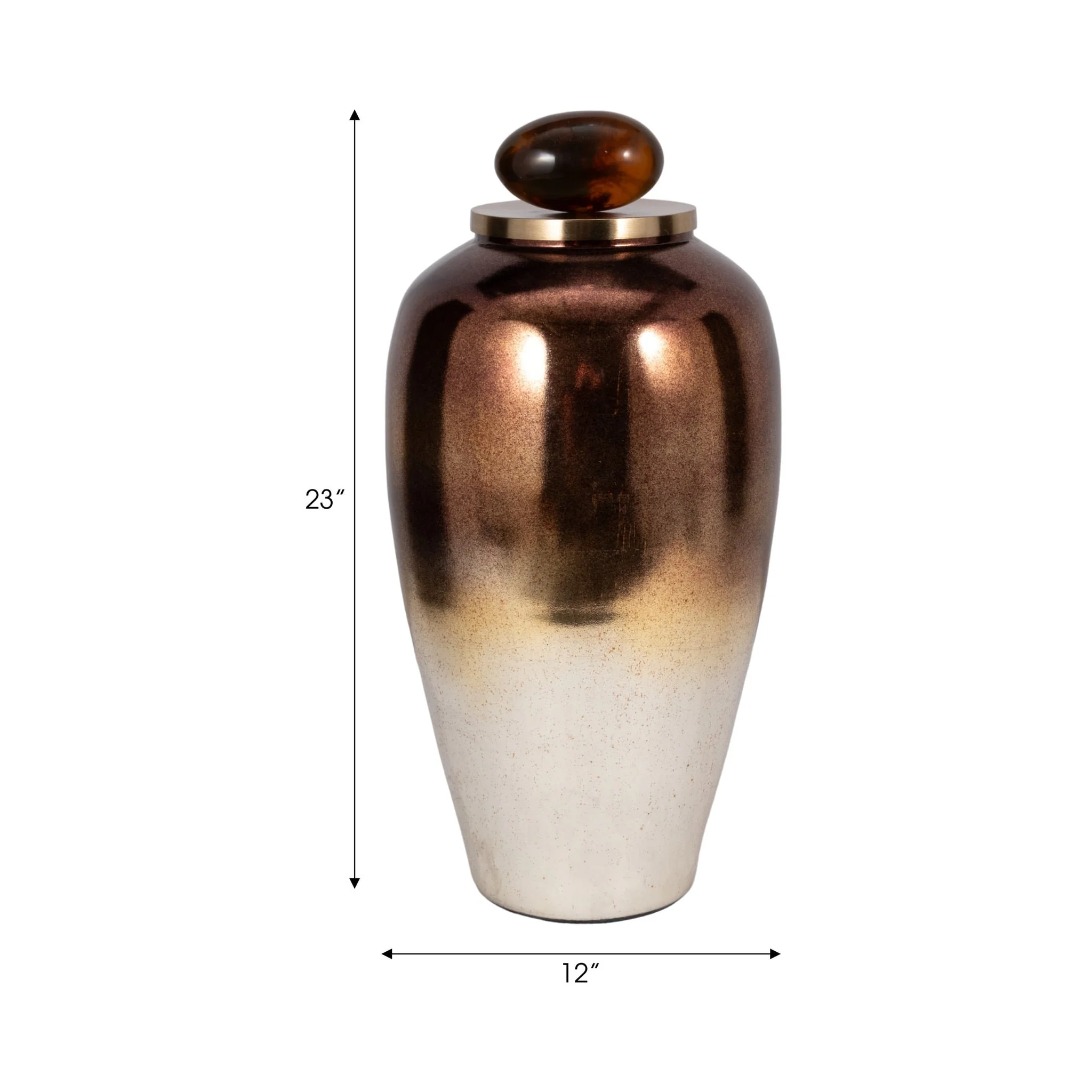 Glass, 23" Temple Vase W/ Resin Topper, Copper - Image 7