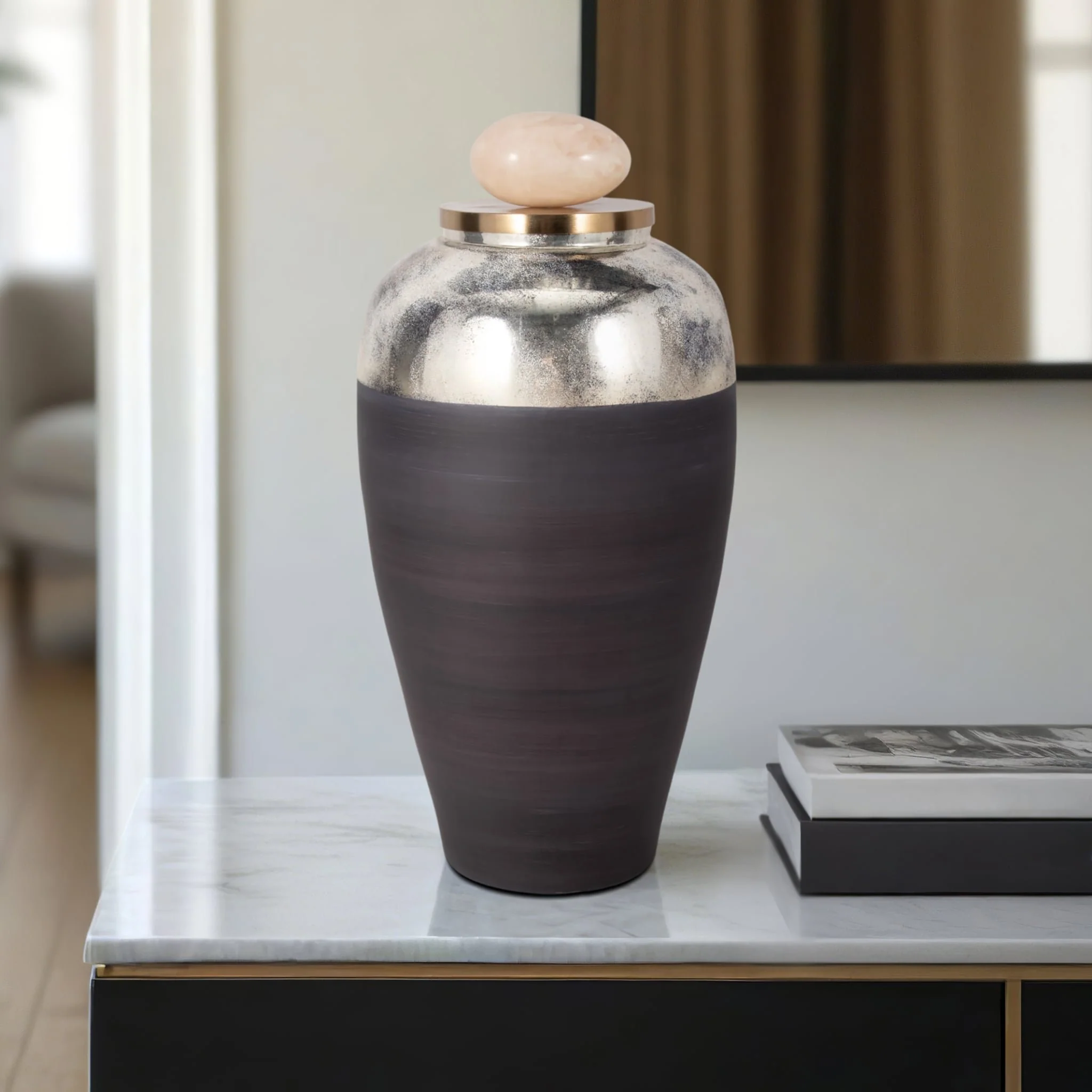 Glass, 23" Vase W/ Resin Topper, Gray - Image 9