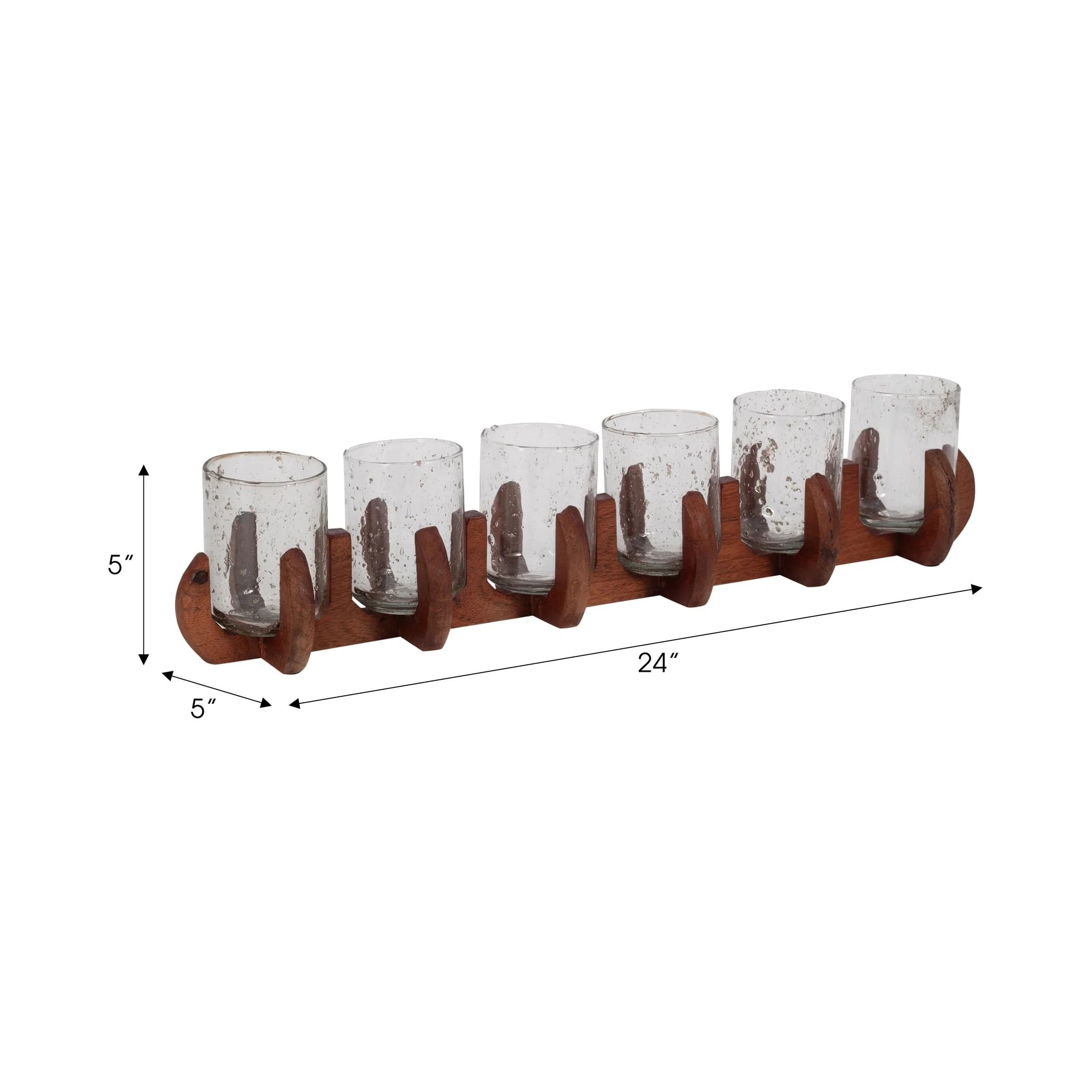 Glass, 24" 6-votive Holders W/ Base, Brown/clear - Image 8