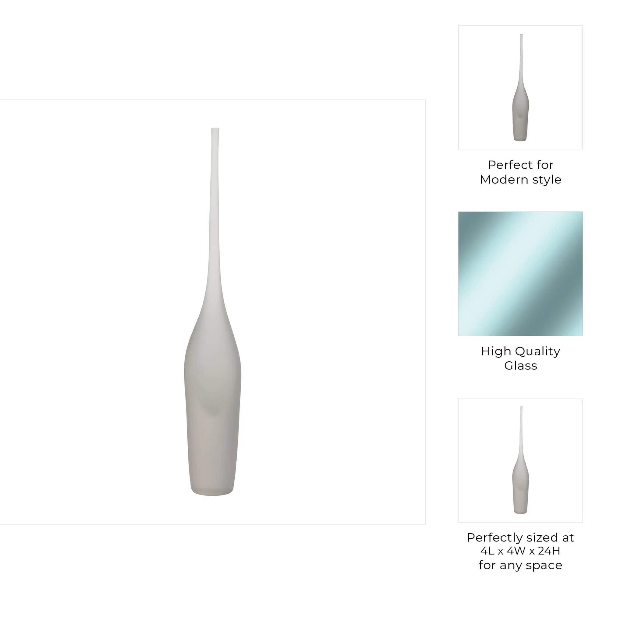 Glass 24" Long Neck Glass Decor, Frosted White - Image 10