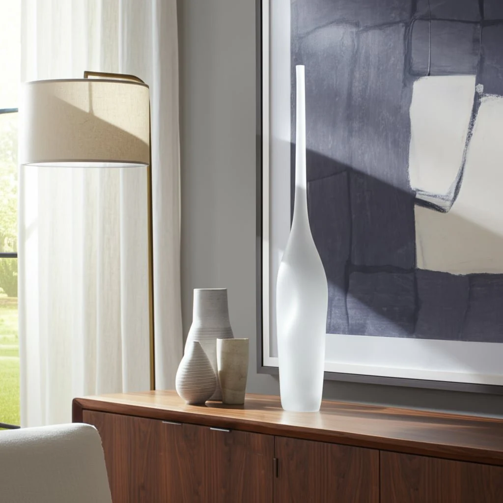 Glass 24" Long Neck Glass Decor, Frosted White - Image 11