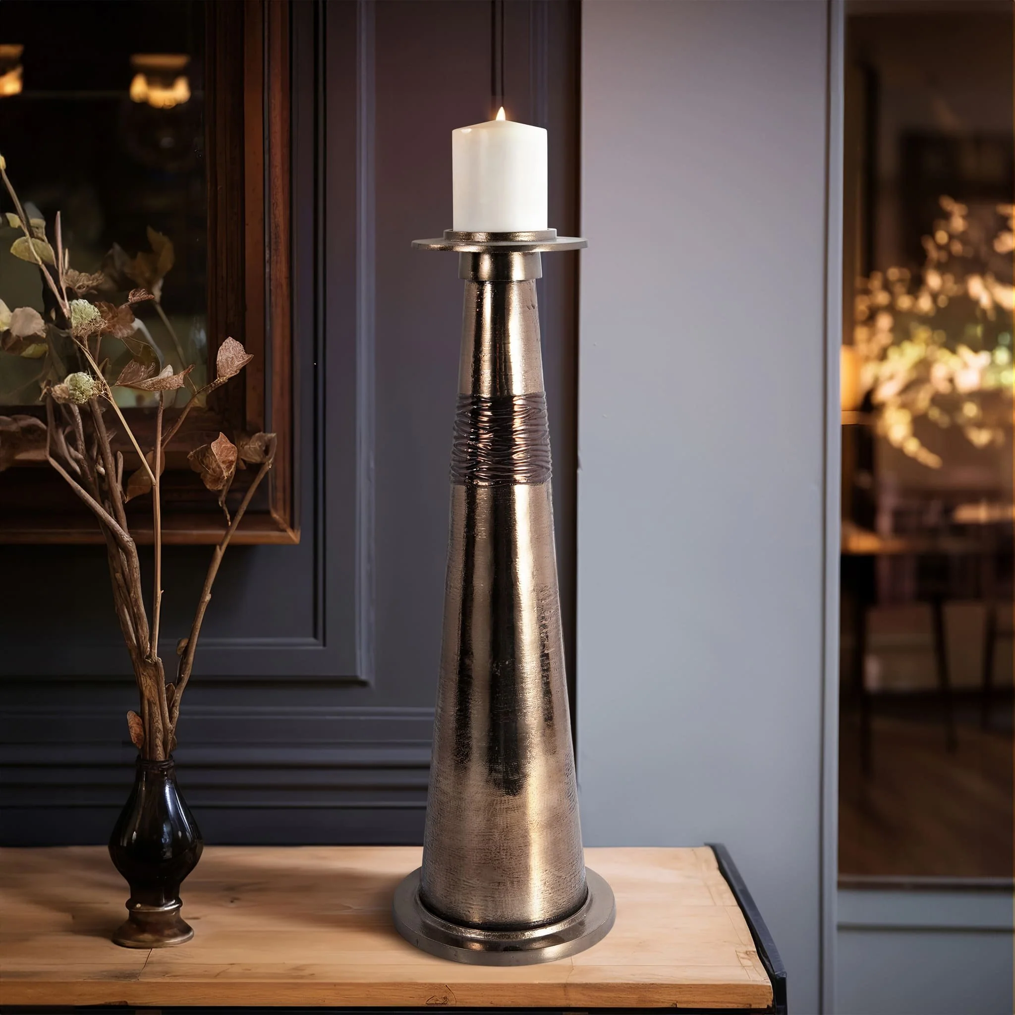 Glass, 24" Pillar Holder, Bronze - Image 11