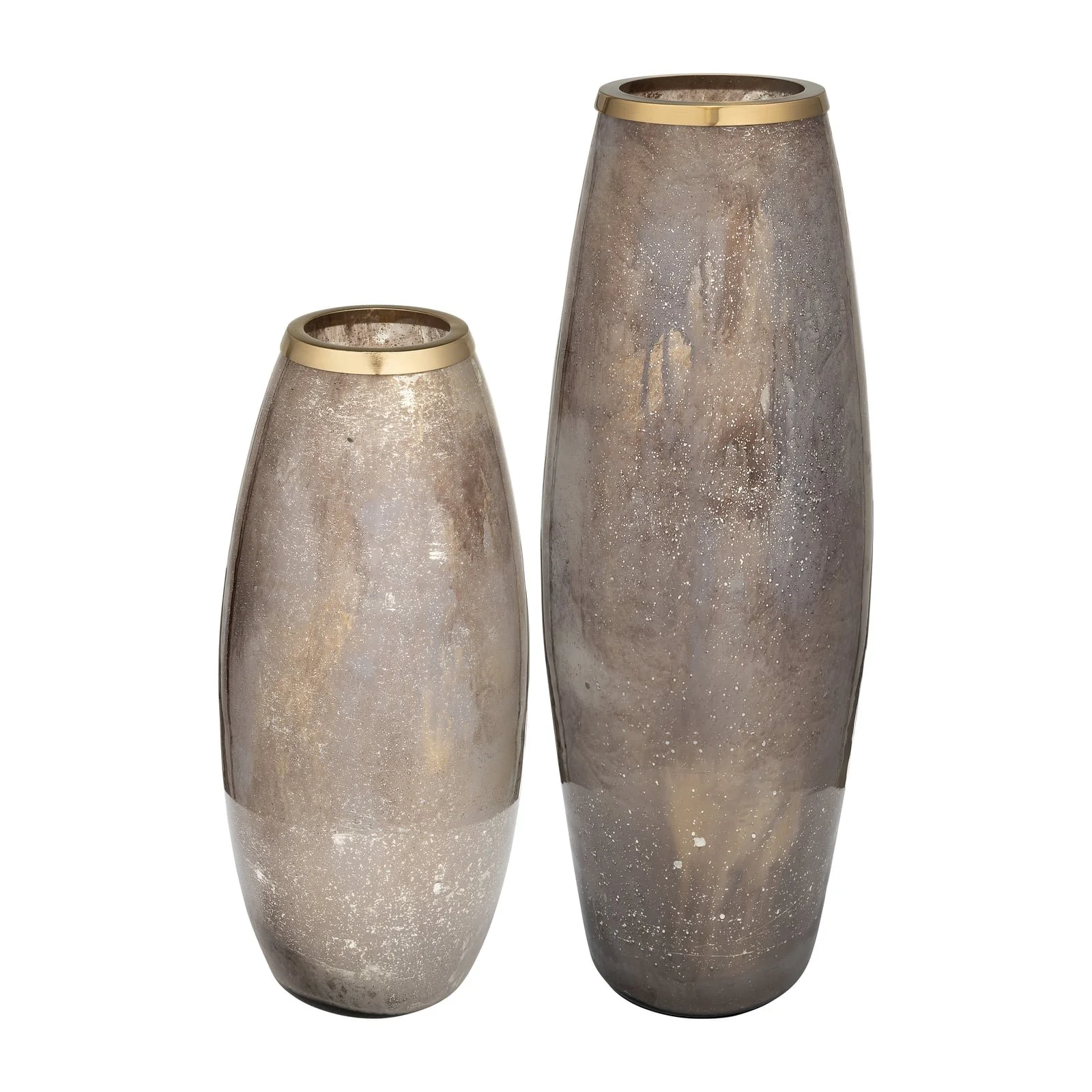 Glass 24" Vase W/ Metal Ring, Champagne - Image 6