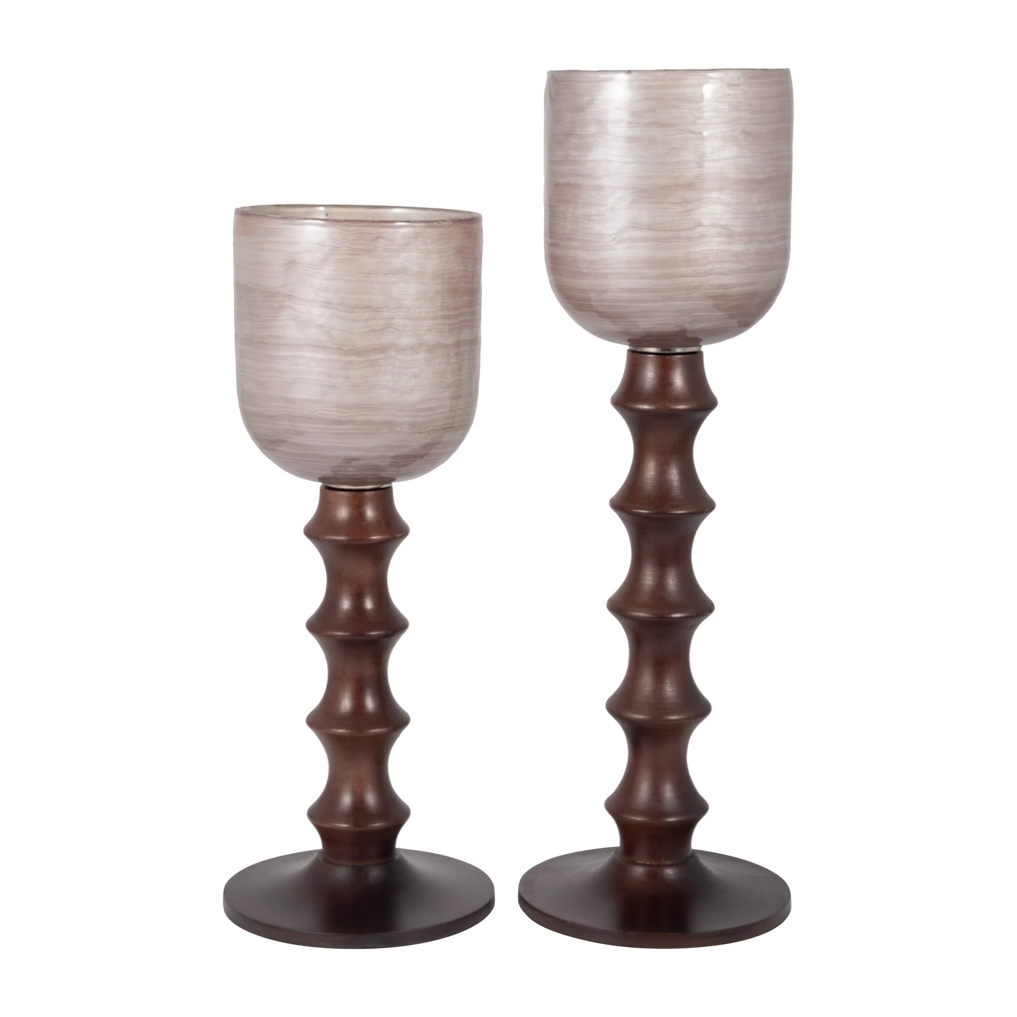 Glass, 24" Wooden Base Hurrican, Blush - Image 6