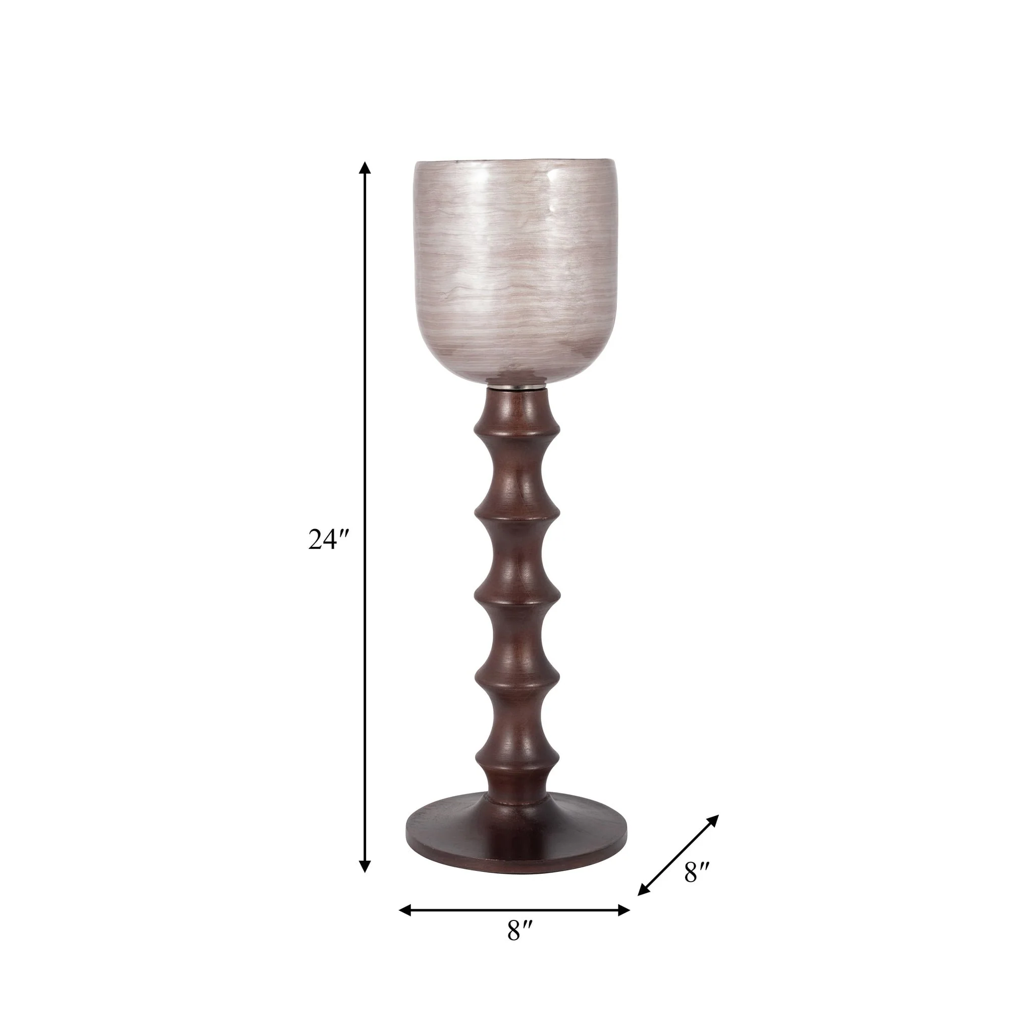 Glass, 24" Wooden Base Hurrican, Blush - Image 7