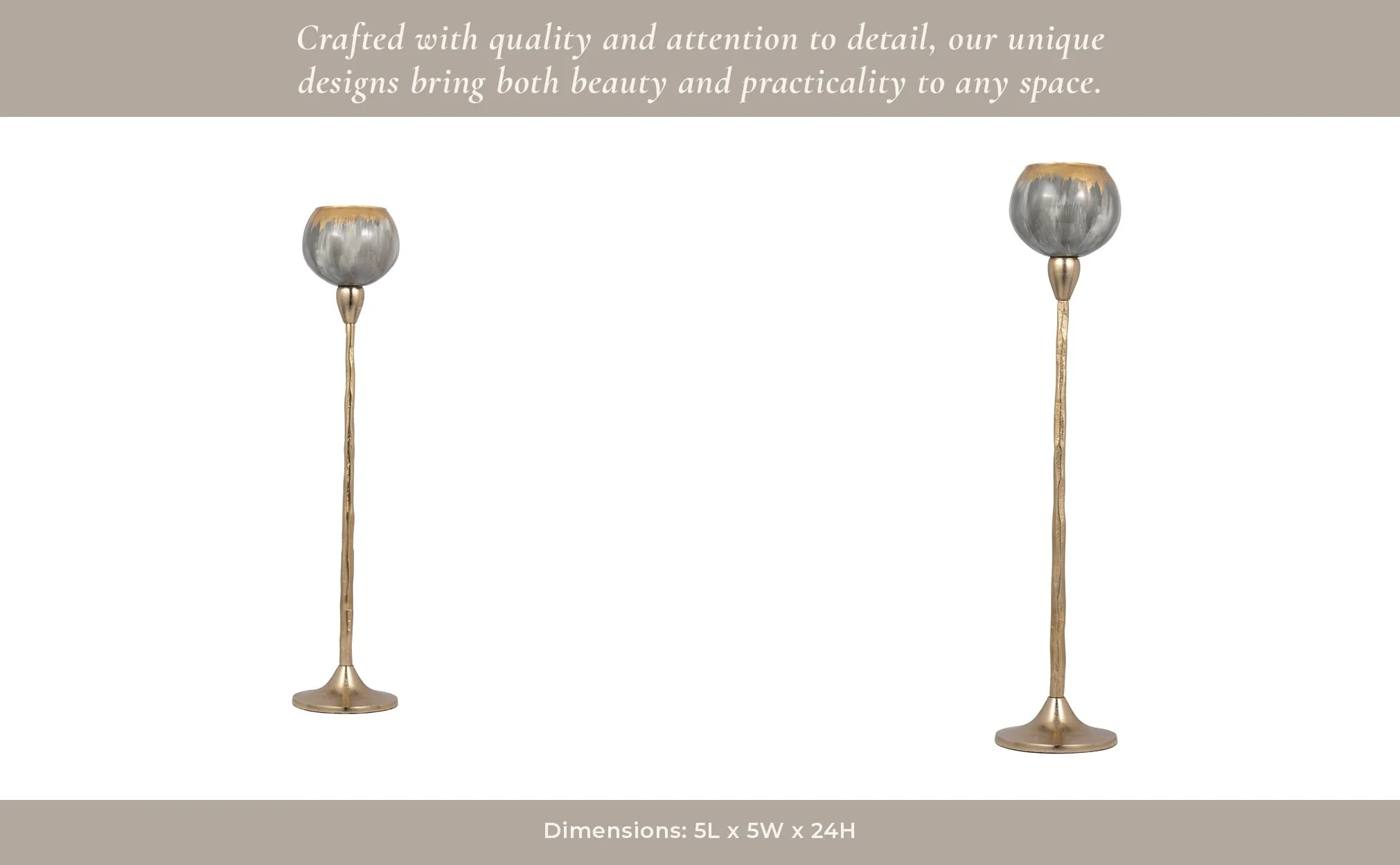 Glass, 24"h Tealight Holder, Wickhom Gray - Image 13