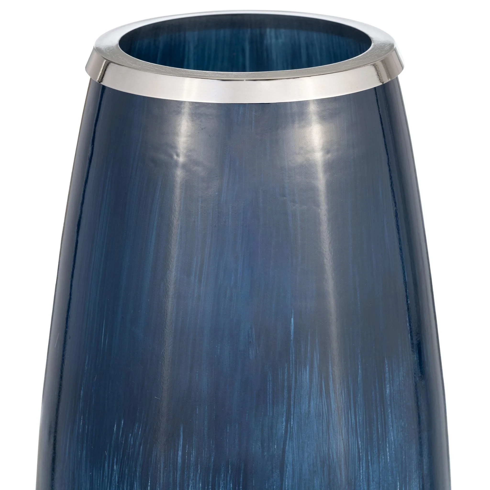 Glass,24"h Vase W/metal Rim, Blue/wht Ombre - Image 4