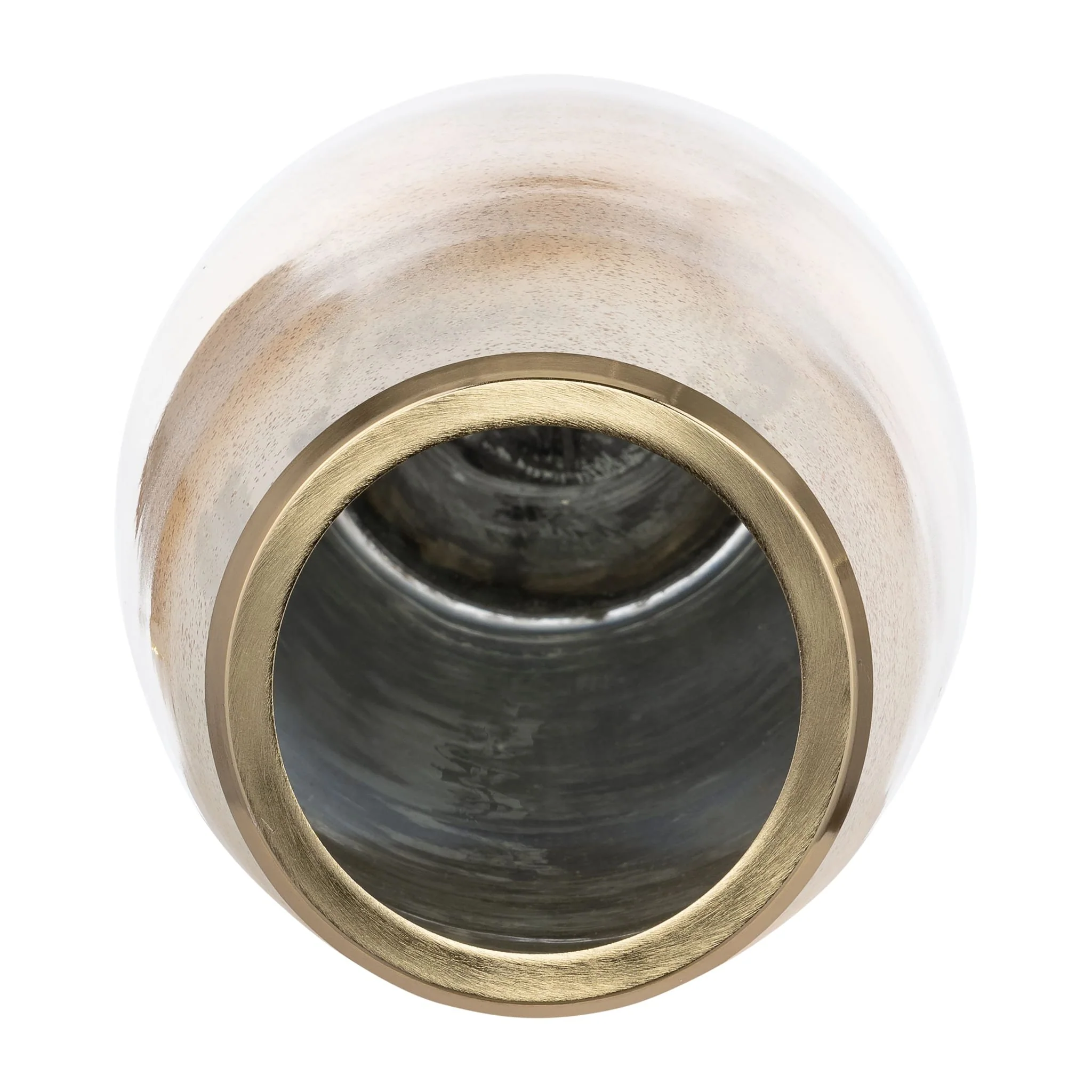 Glass,24"h Vase W/metal Rim, Cream/blk Ombre - Image 5