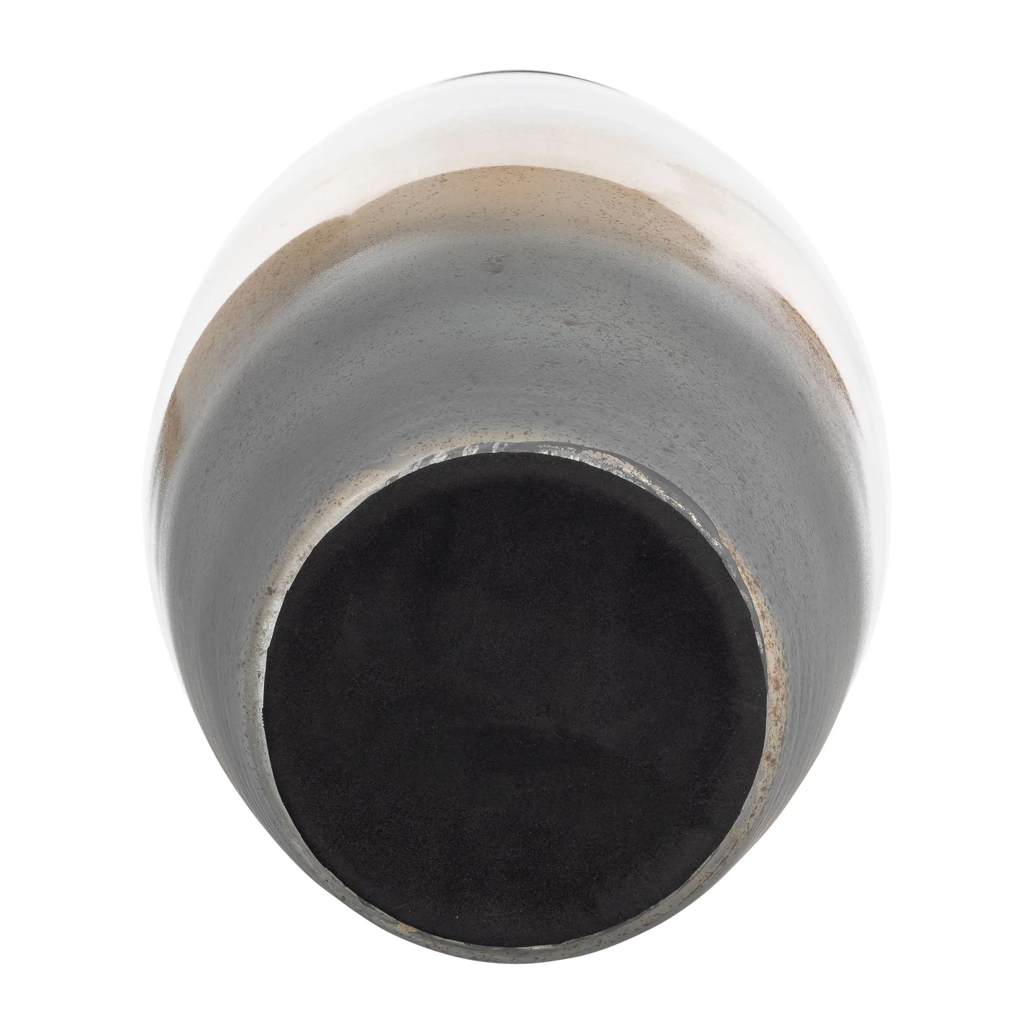 Glass,24"h Vase W/metal Rim, Cream/blk Ombre - Image 6