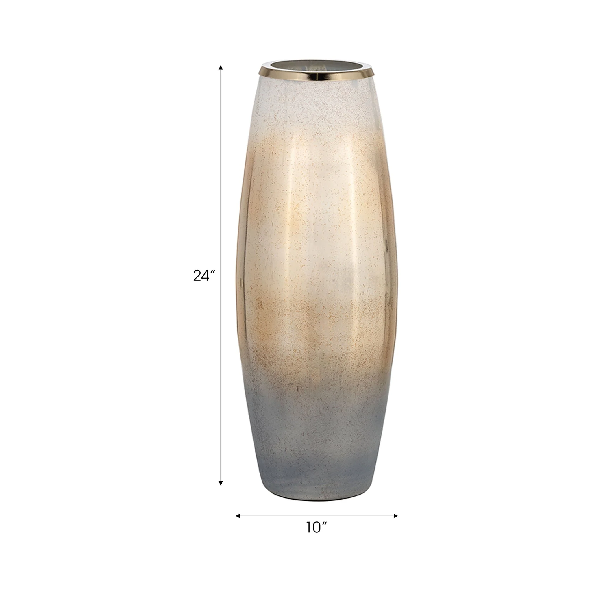 Glass,24"h Vase W/metal Rim, Cream/blk Ombre - Image 7