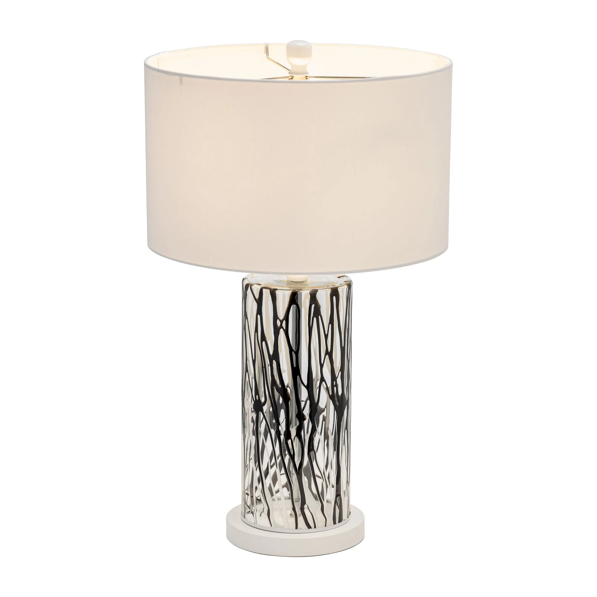Glass, 25" Streaked Table Lamp, Black/white - Image 2