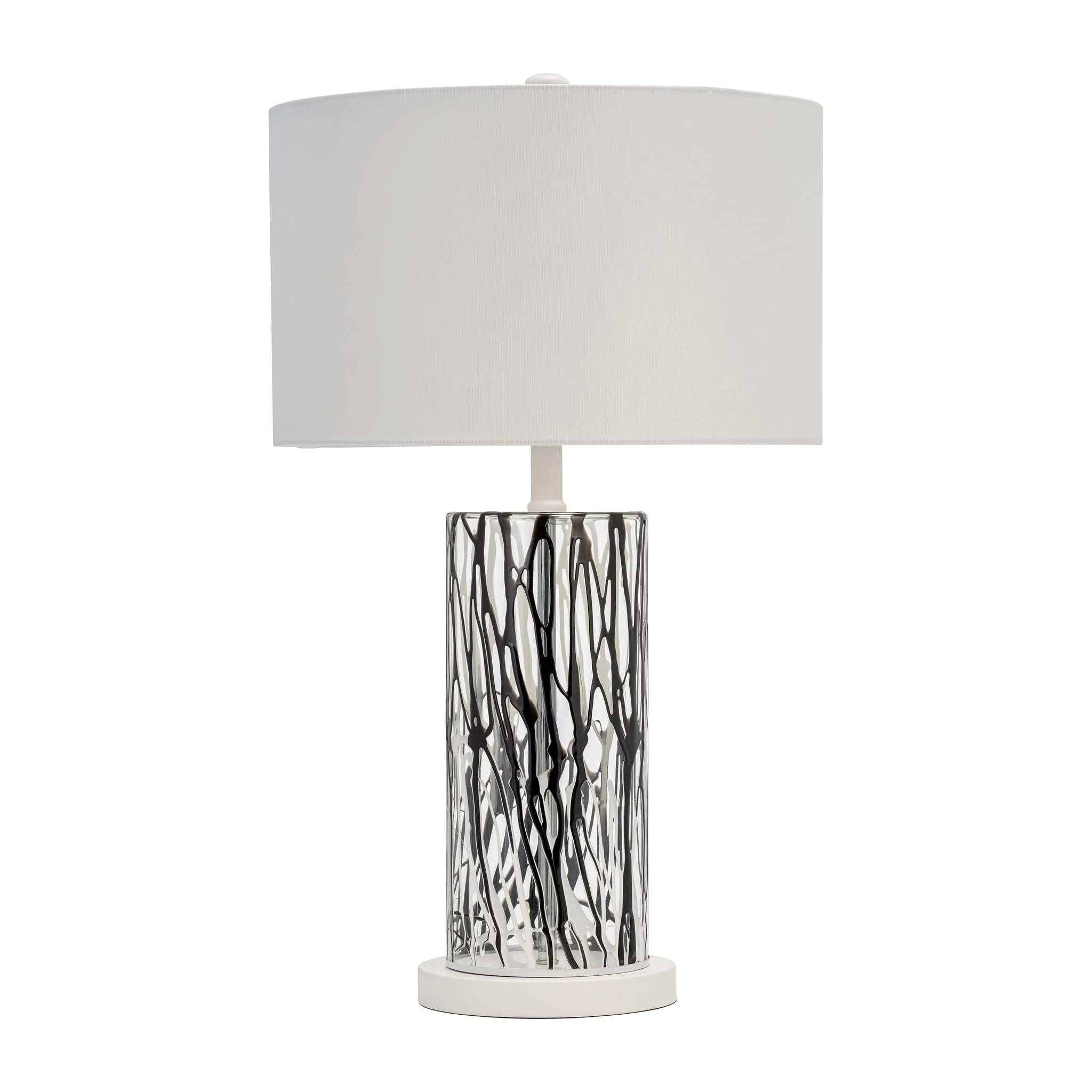 Glass, 25" Streaked Table Lamp, Black/white - Image 3