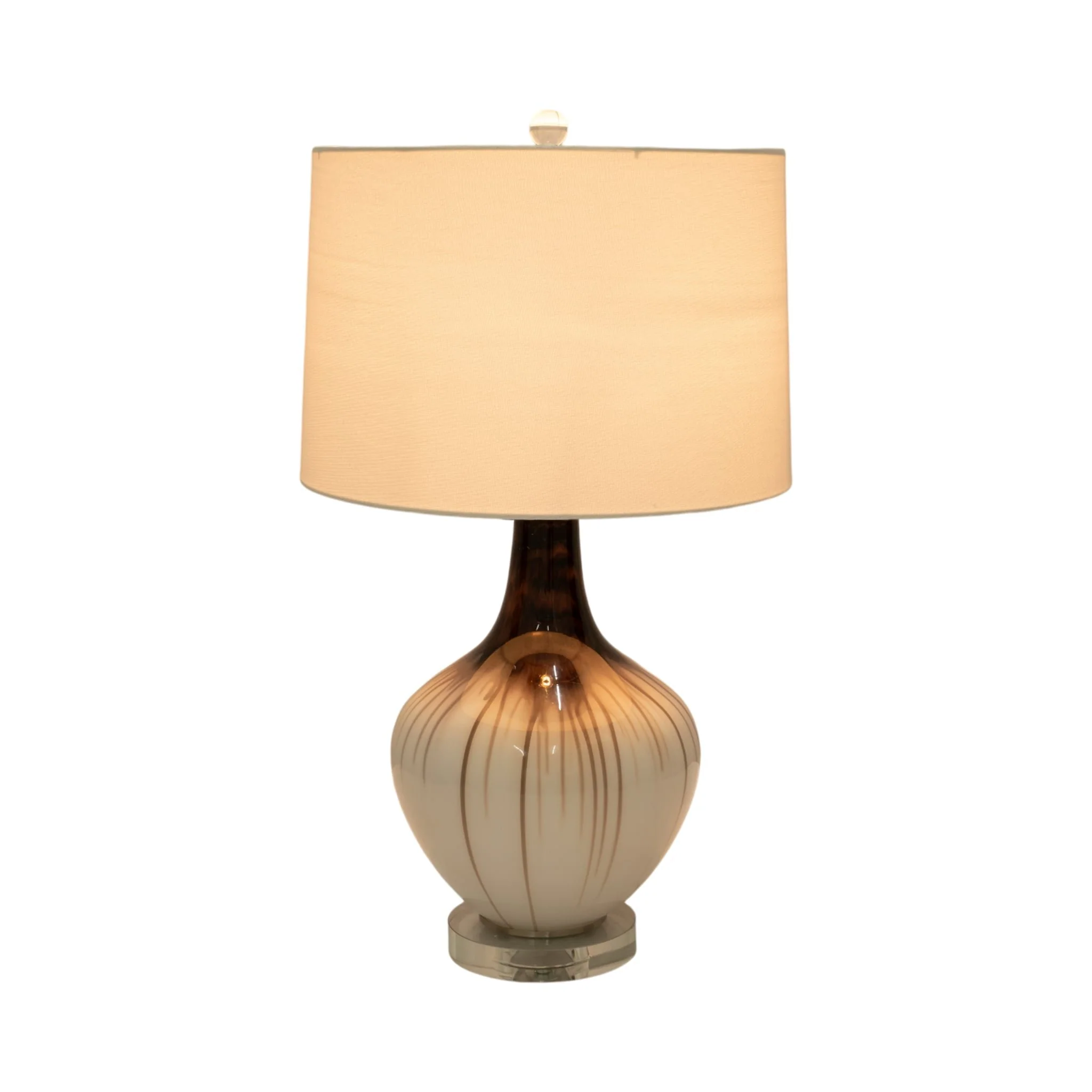 Glass 26" 2-tone Bottle Table Lamp, White - Image 2