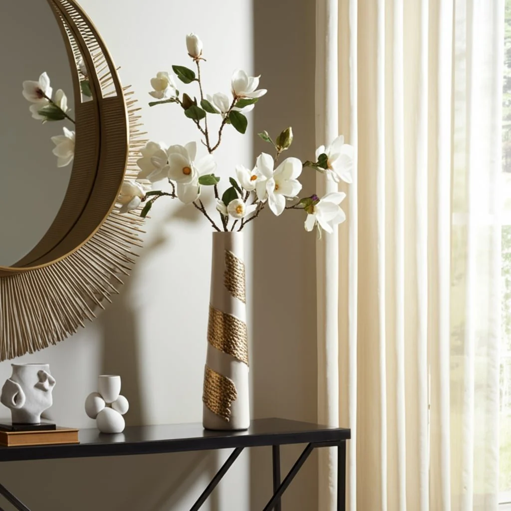 Glass, 26" Aluminum Wrapped Vase, White/gold - Image 8