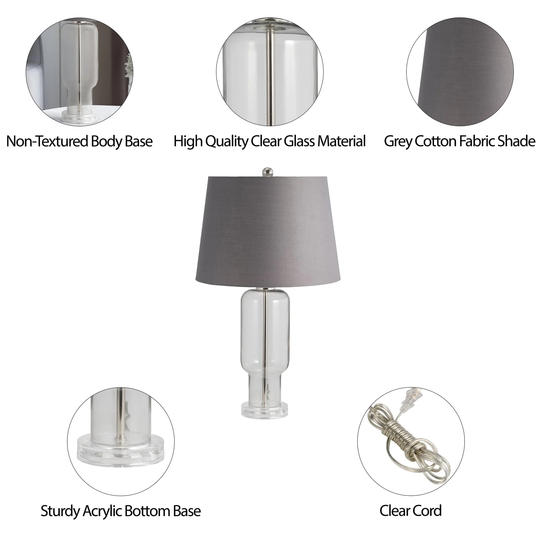 Glass, 26" Clear Table Lamp, Smoke - Image 8