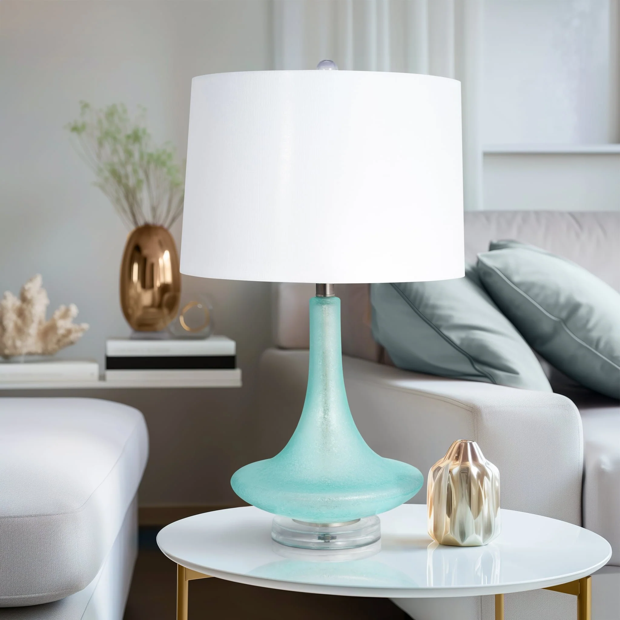 Glass 26"  Table Lamp, Green - Image 10