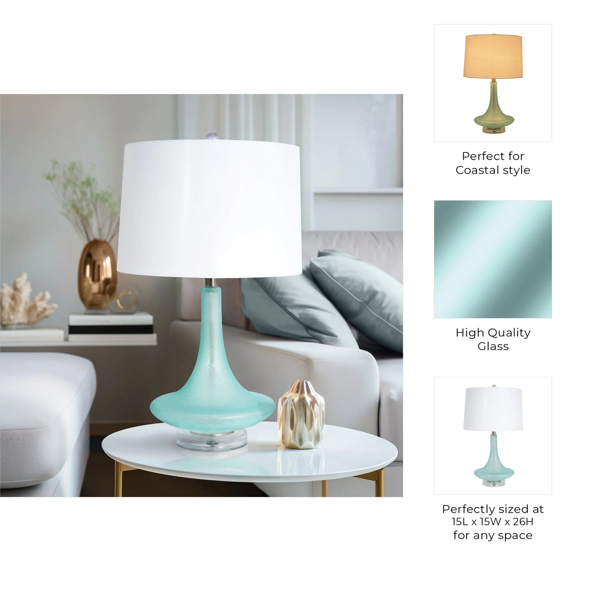Glass 26"  Table Lamp, Green - Image 9