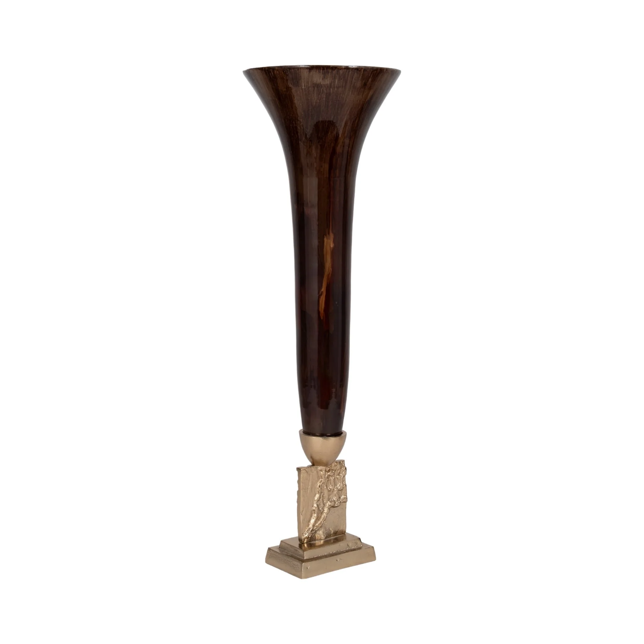 Glass, 26" Trumpet Vase, Bronze - Image 2